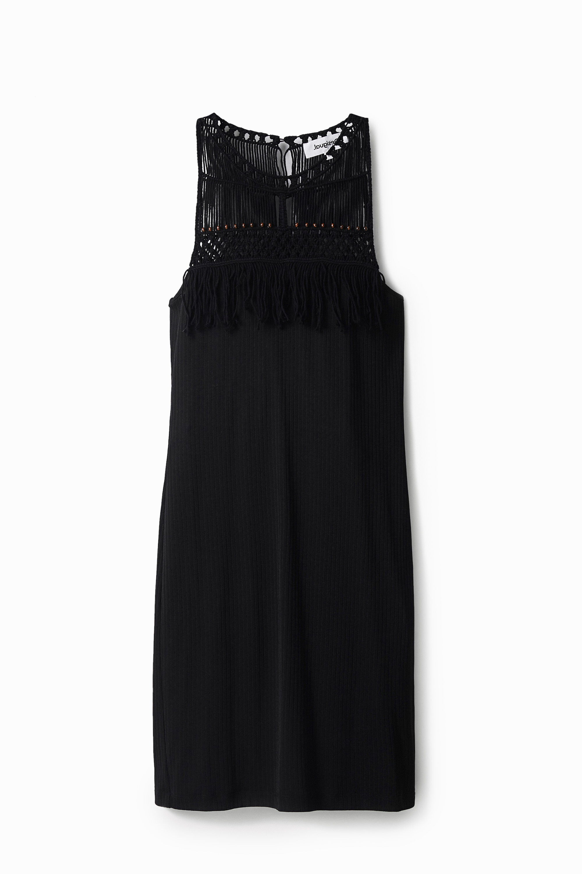 Vestido halter macram&eacute;