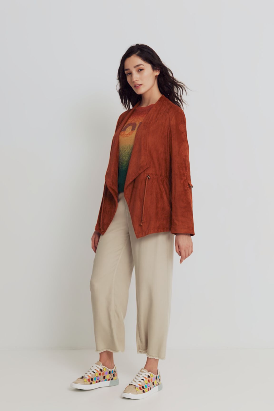 Blazer abierta efecto piel