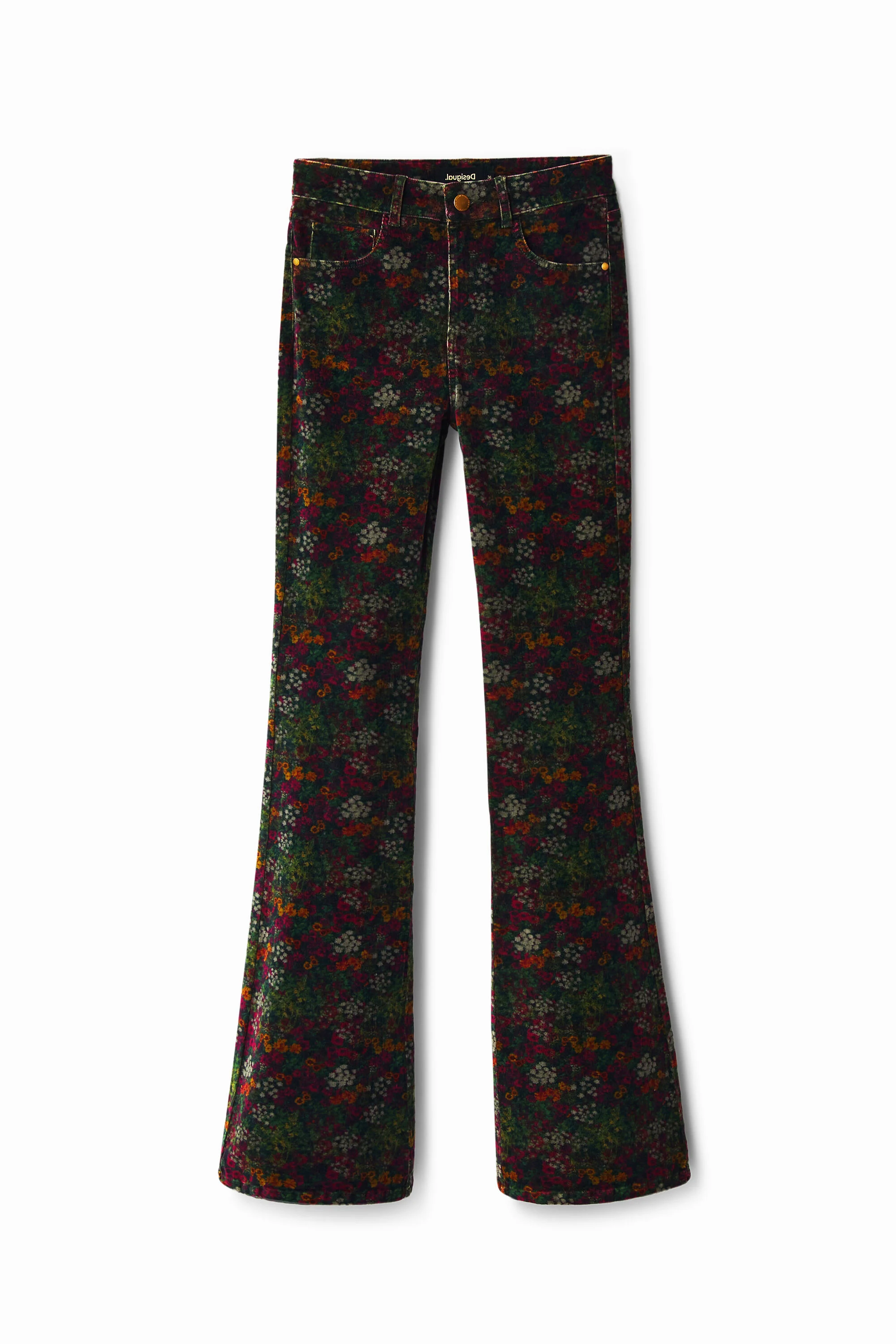 Pantal&oacute;n pana estampado floral