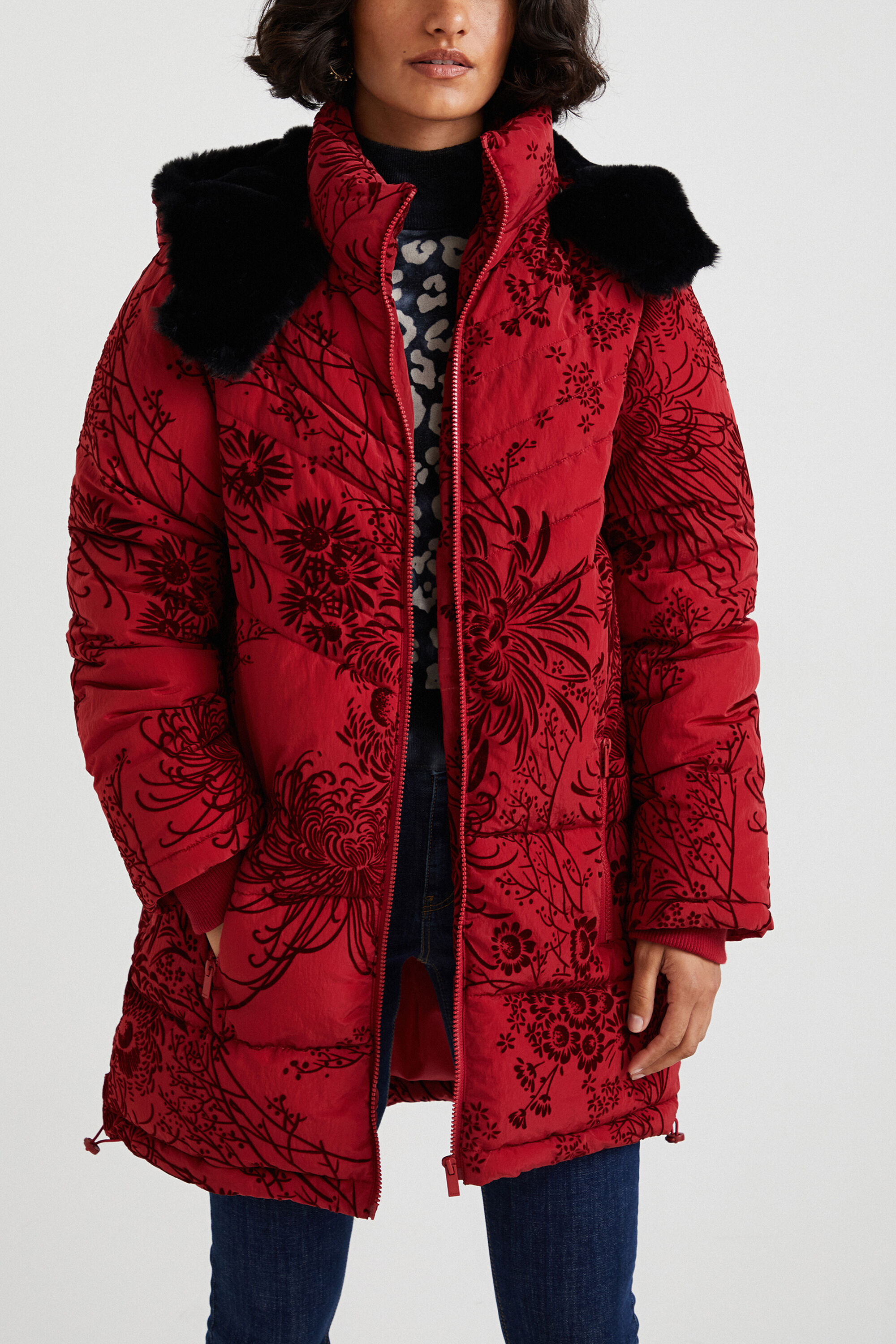 Chaqueta 3/4 acolchada flocado