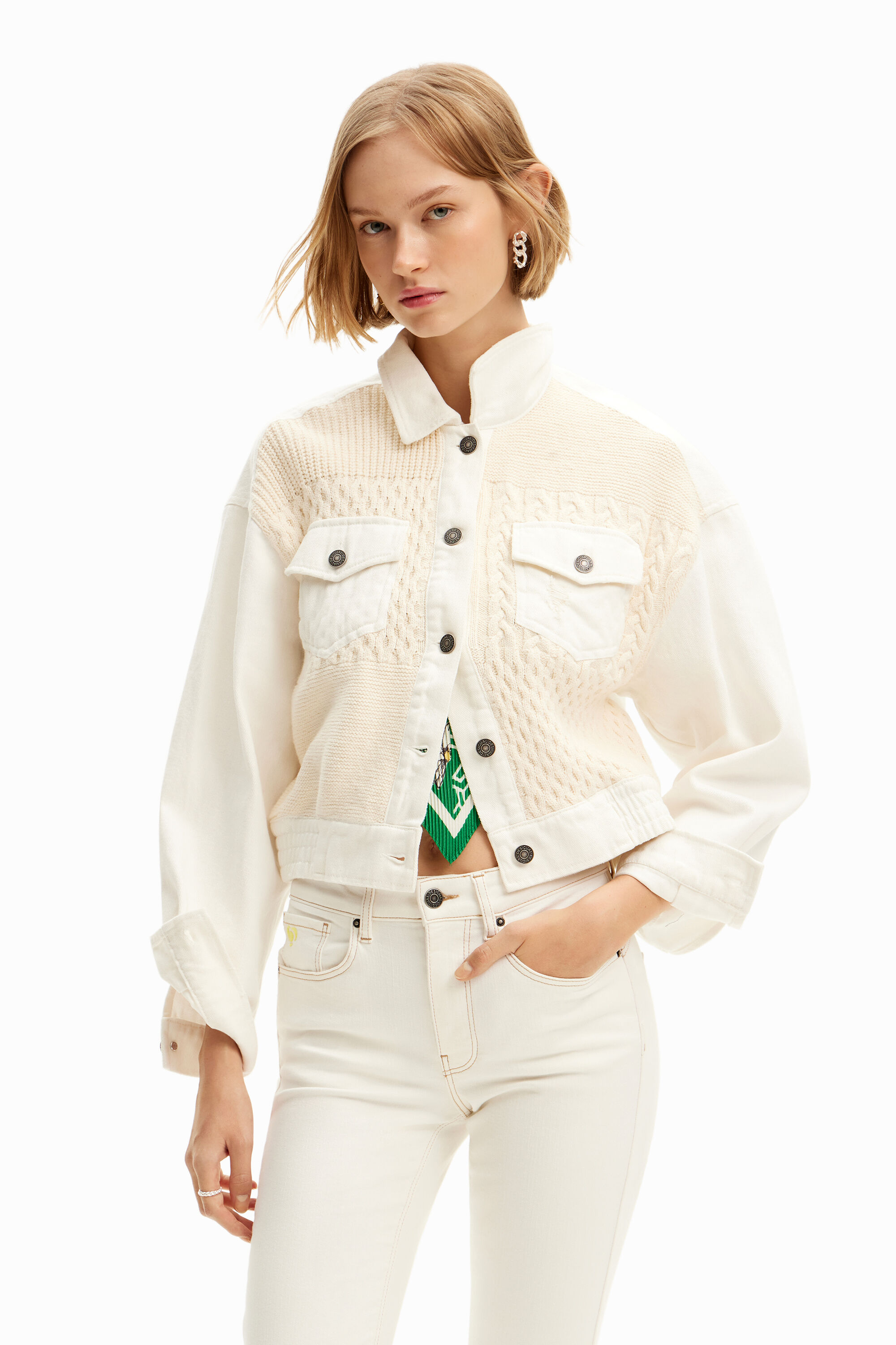 Chaqueta trucker patch tricot