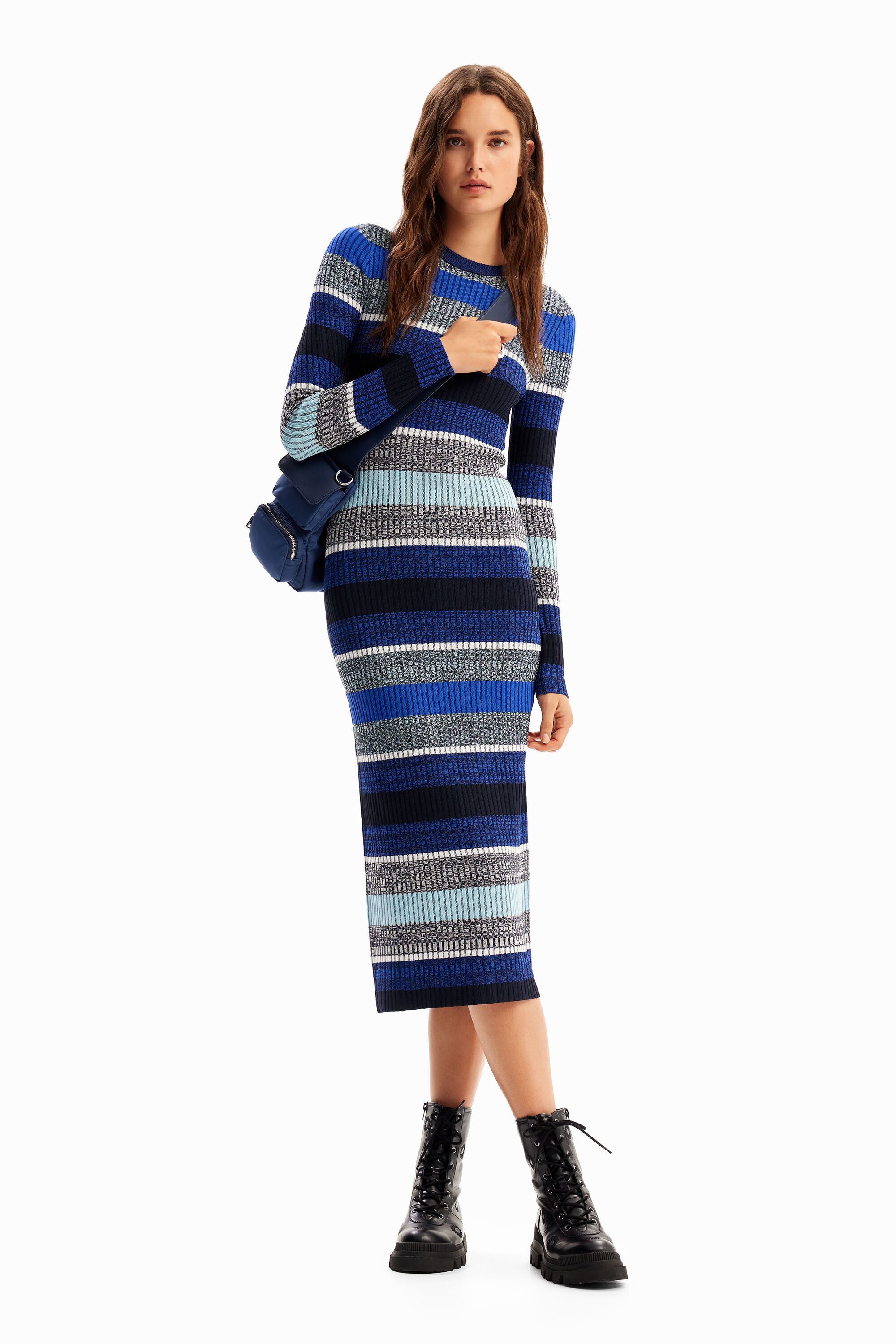 Vestido midi canal&eacute; rayas