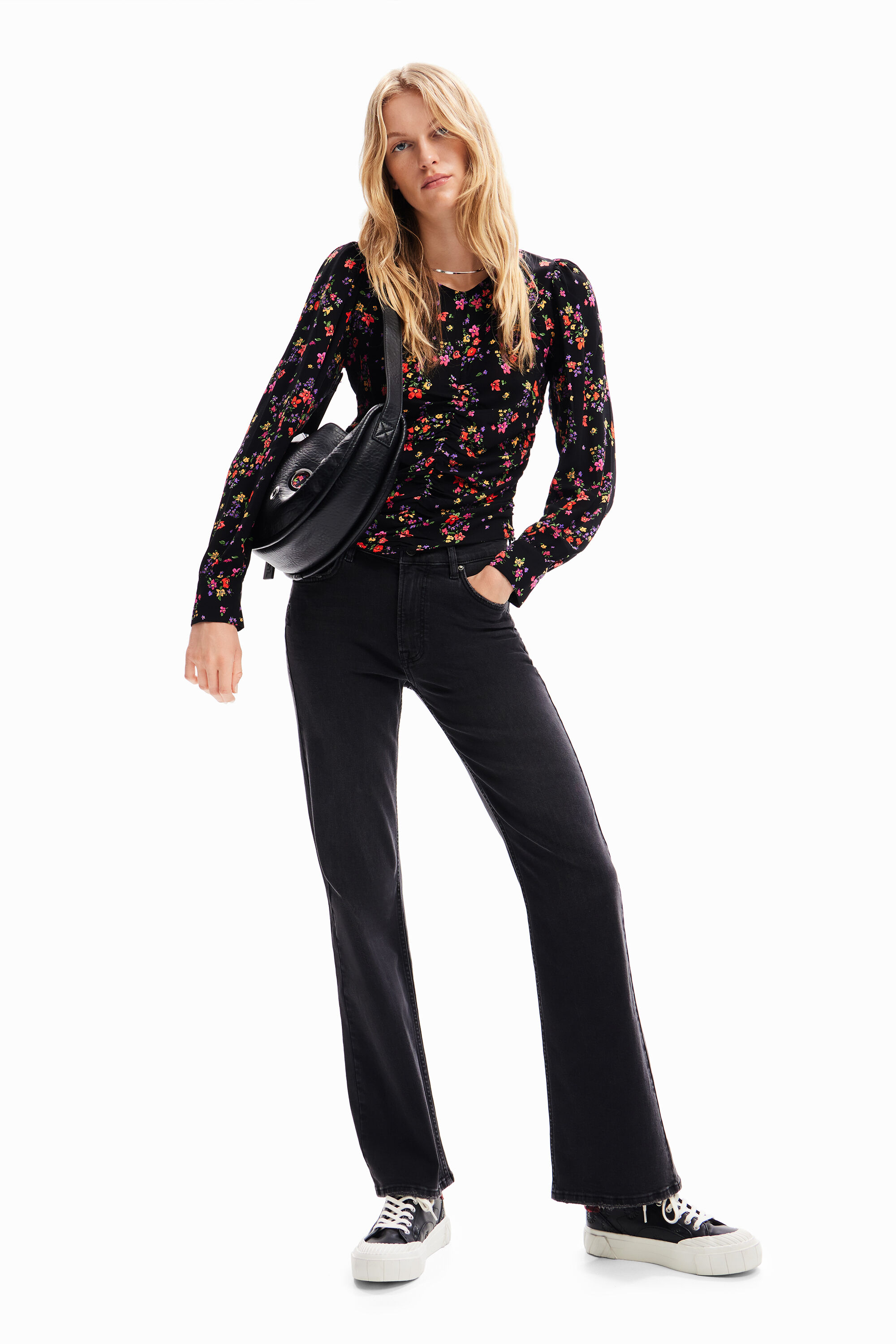 Blusa fruncida floral