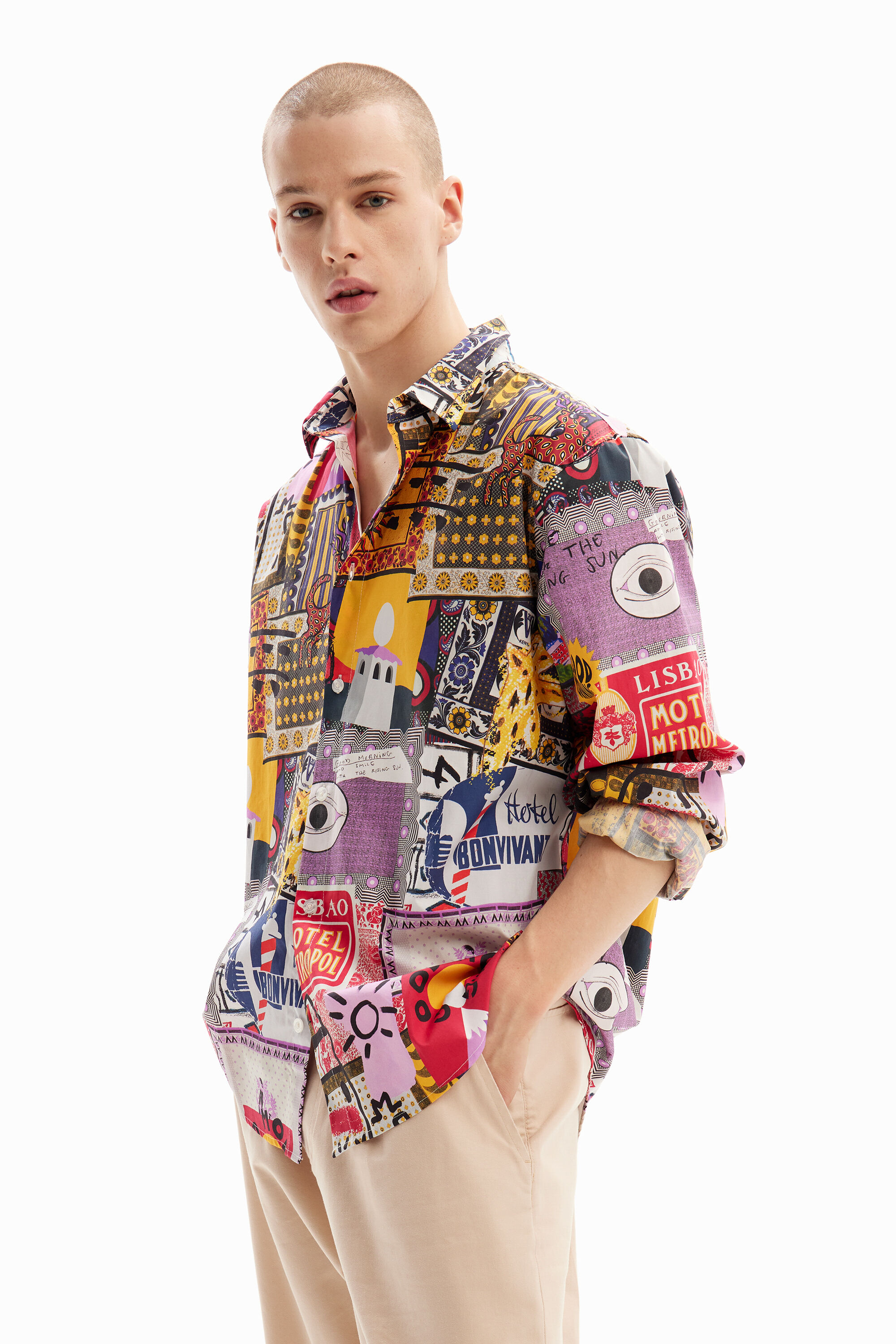 Camisa popel&iacute;n patchwork