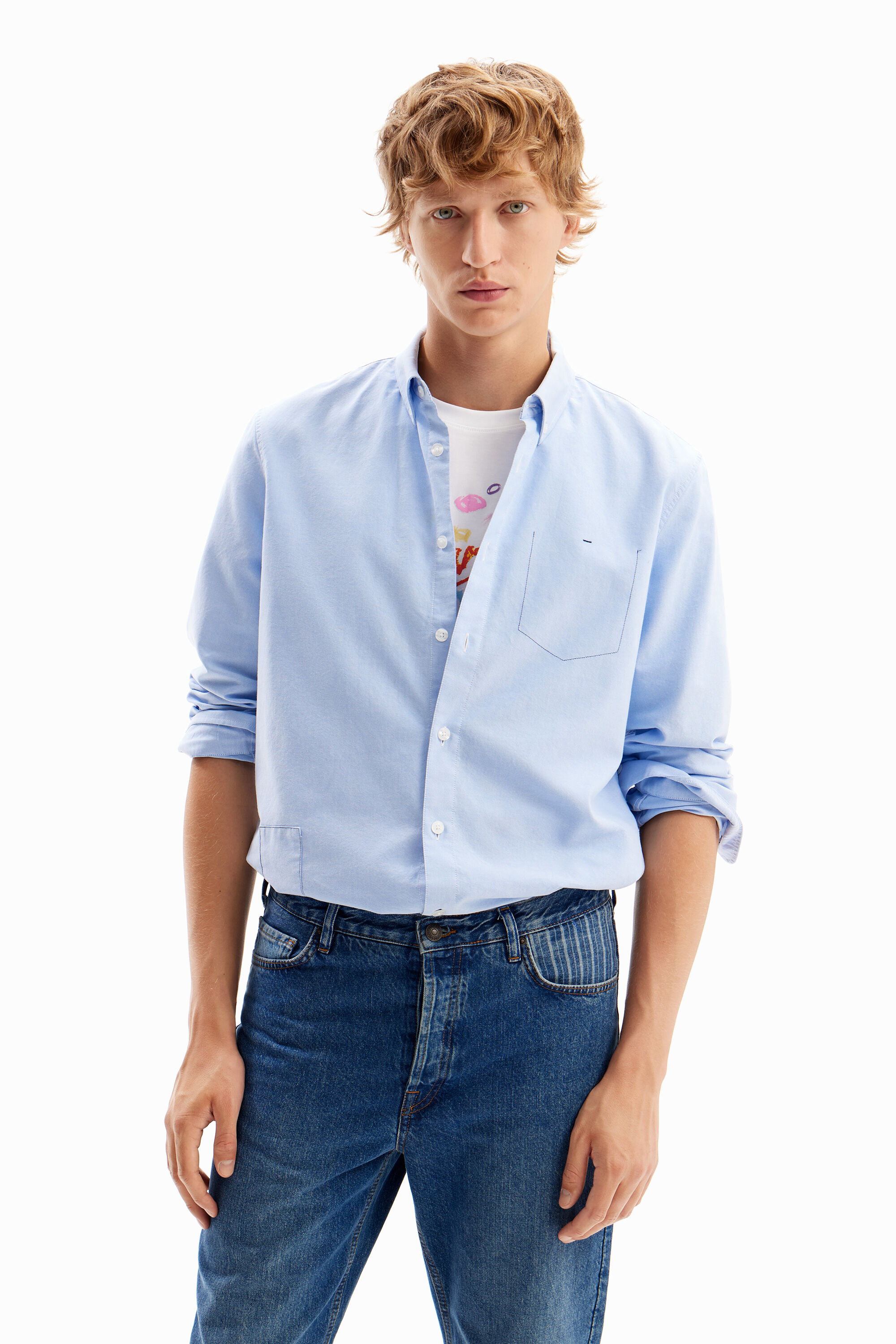 Camisa lisa pespuntes