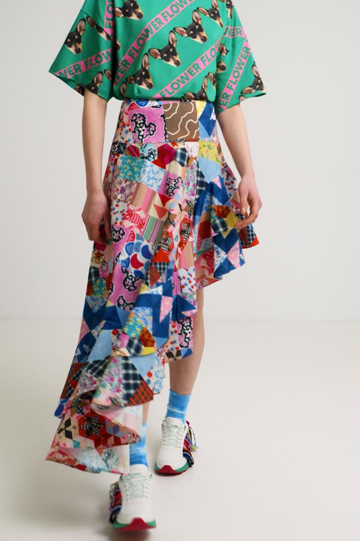 Falda asim&eacute;trica patchwork Johnson Hartig