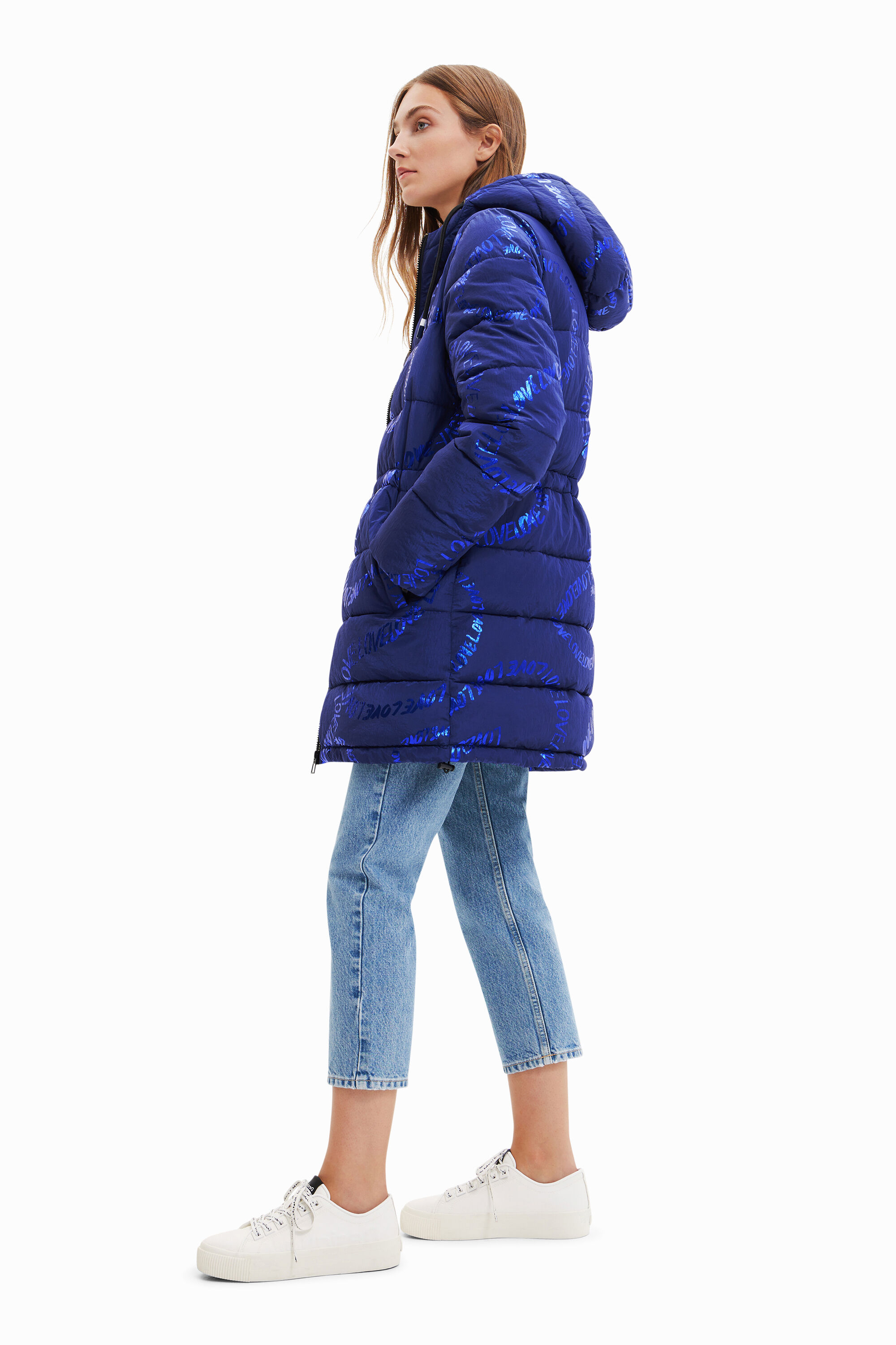 Abrigo largo padded texto