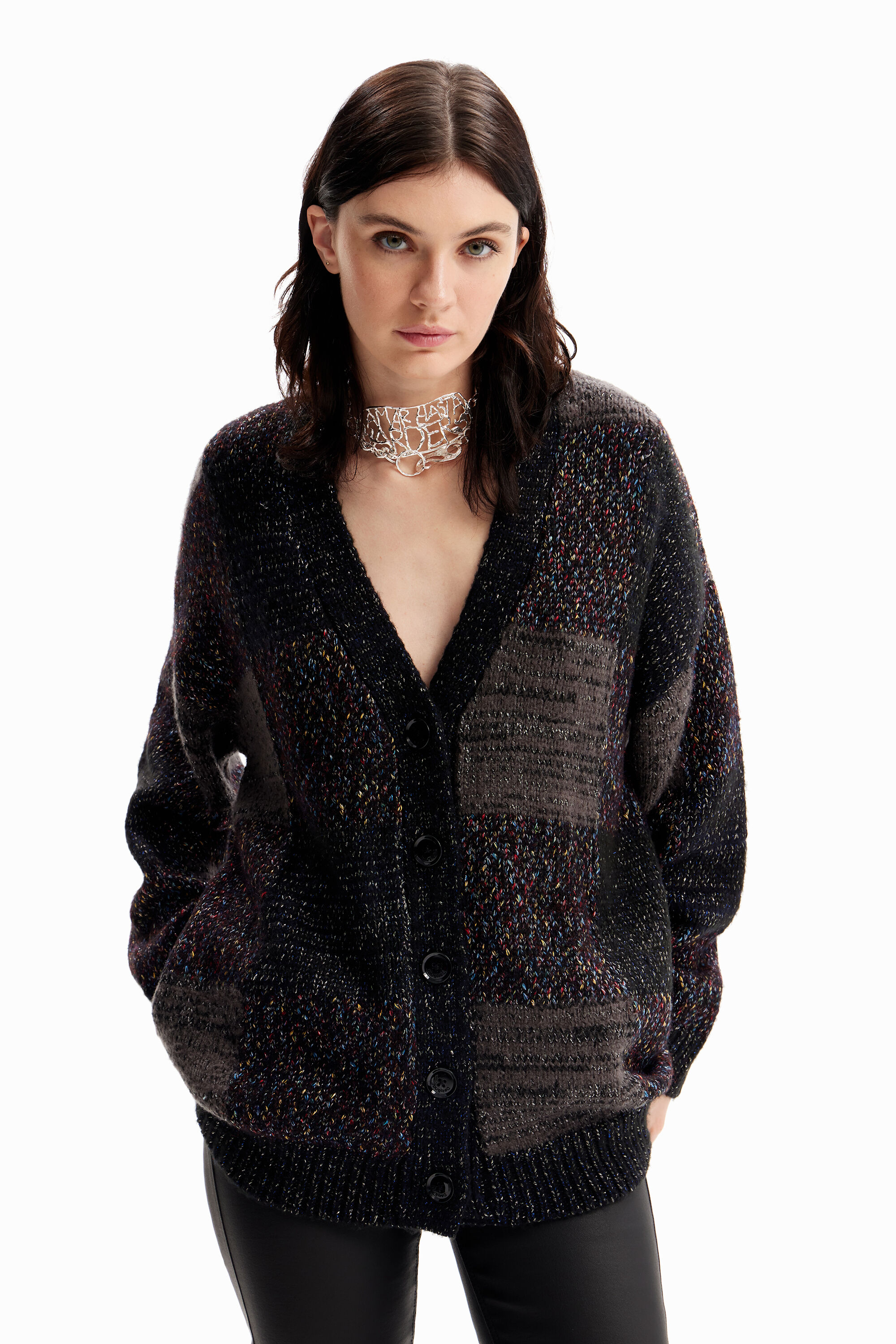 C&aacute;rdigan oversize cuadros