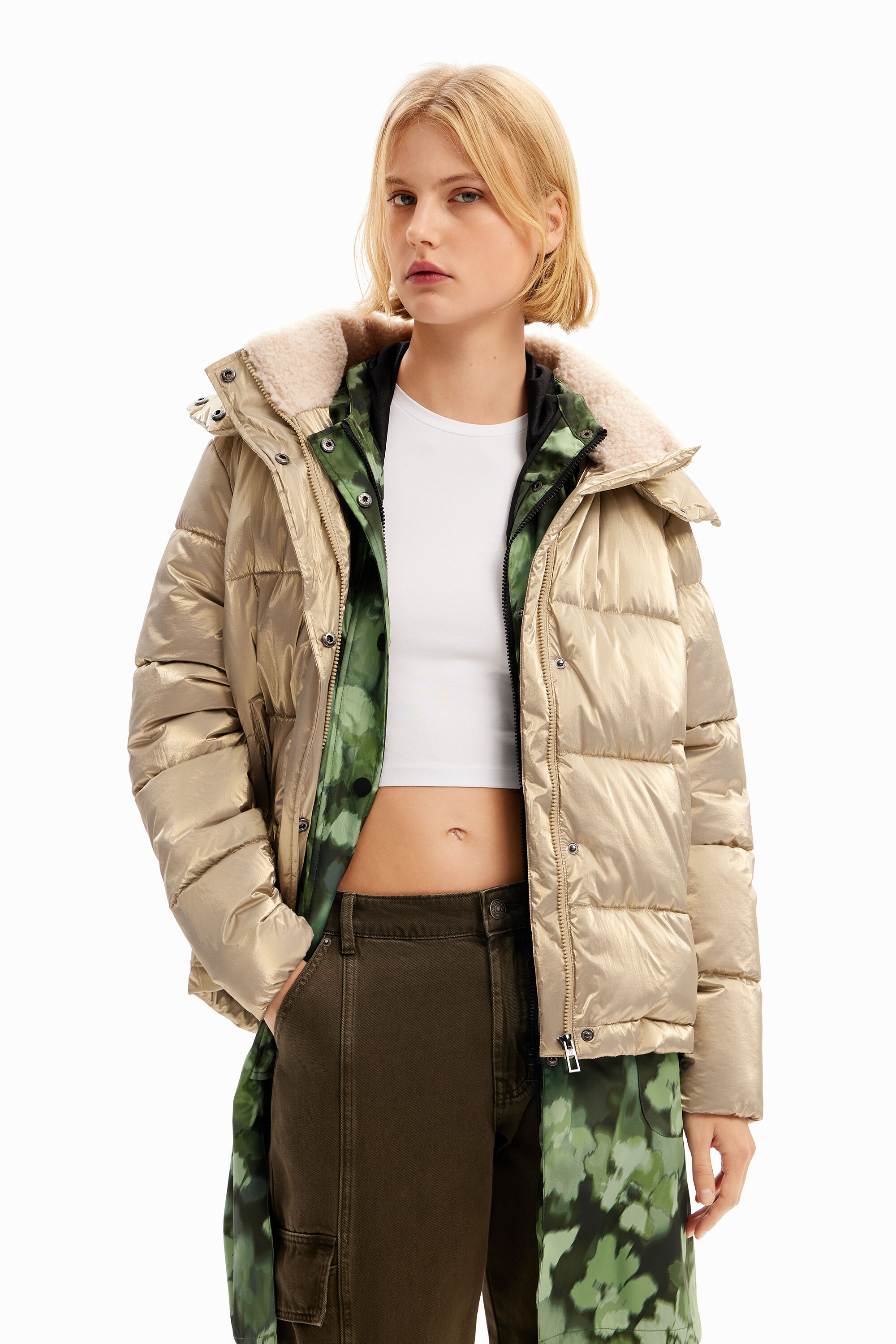 Chaqueta acolchada metalizada