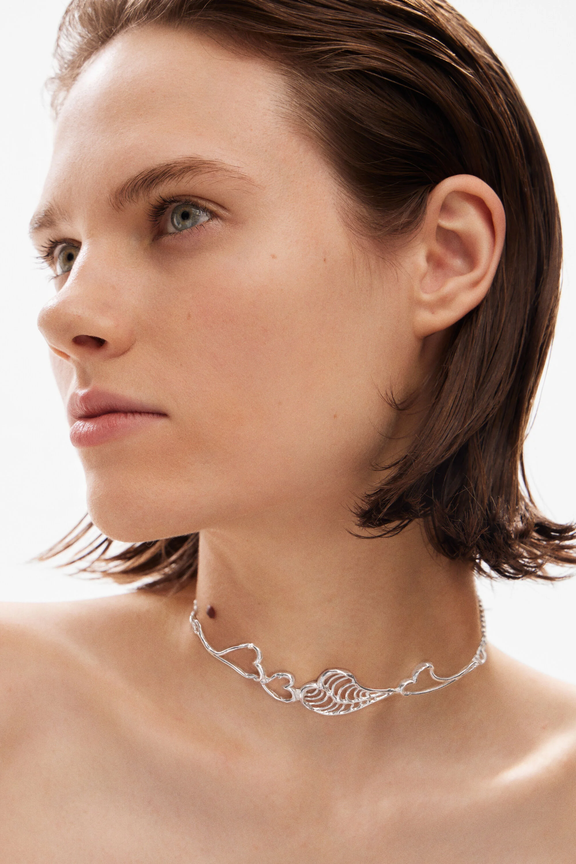 Choker corazones ba&ntilde;o plata Zalio