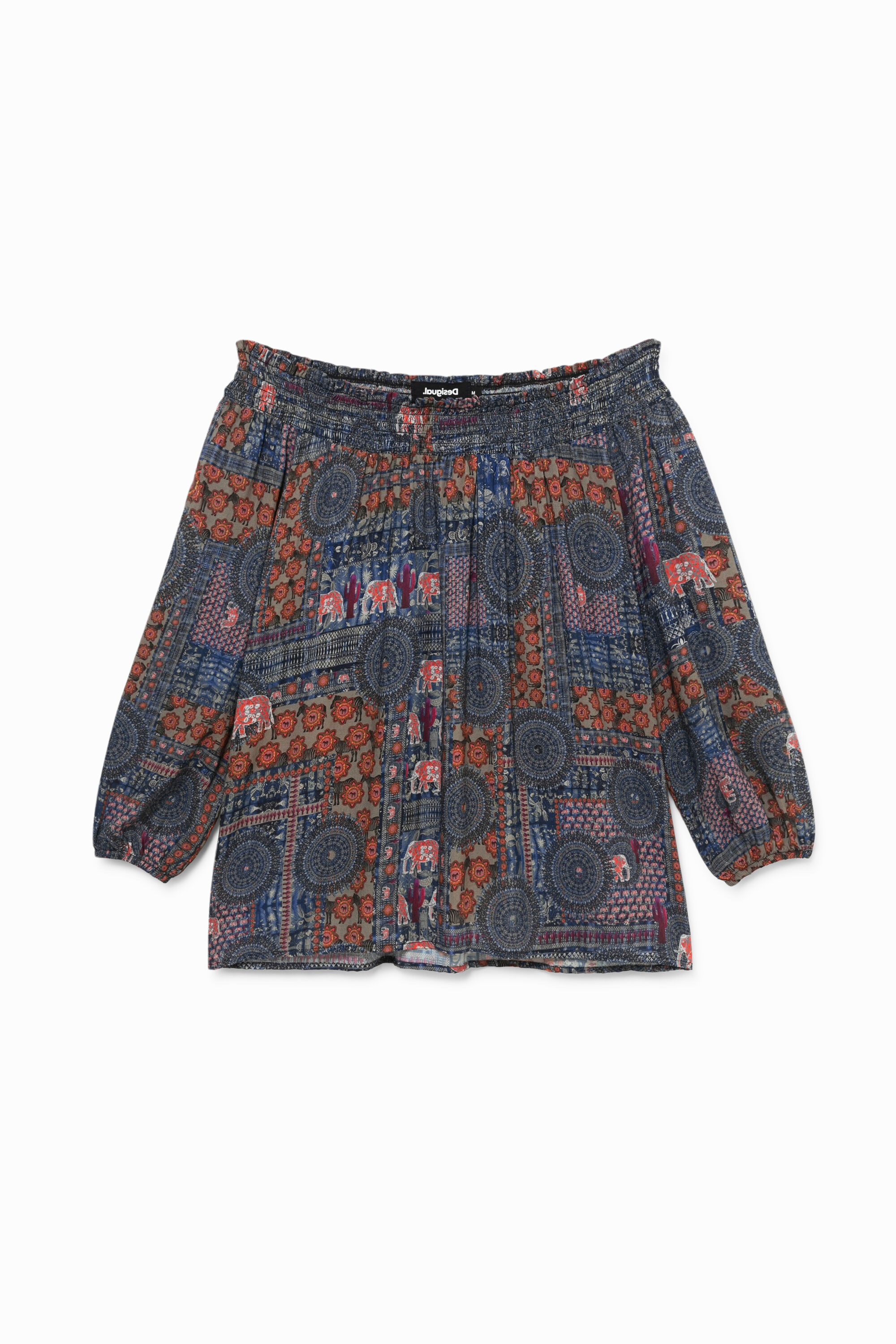 Blusa boho cuello barco