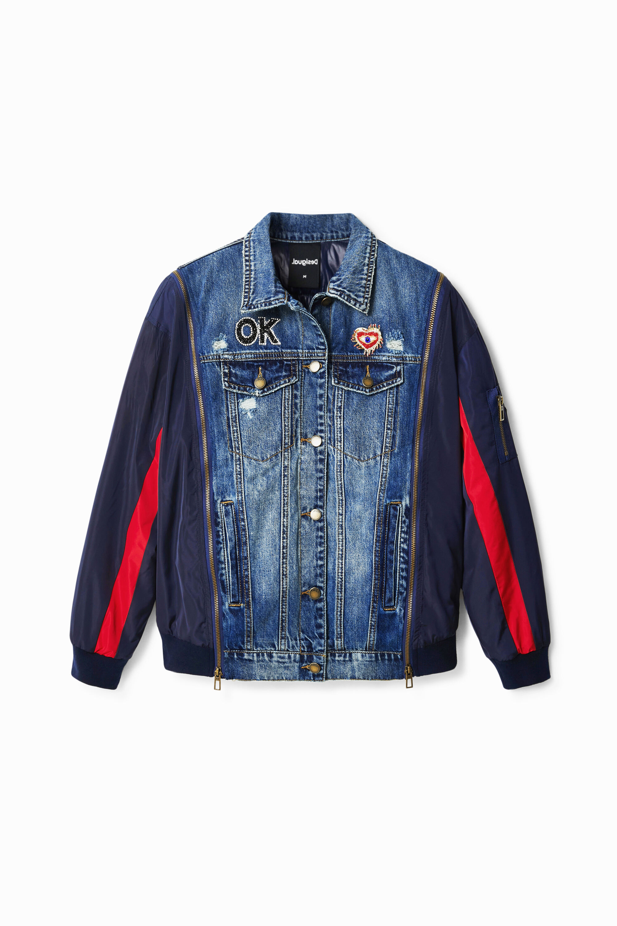 Chaqueta vaquera bomber h&iacute;brida oversize