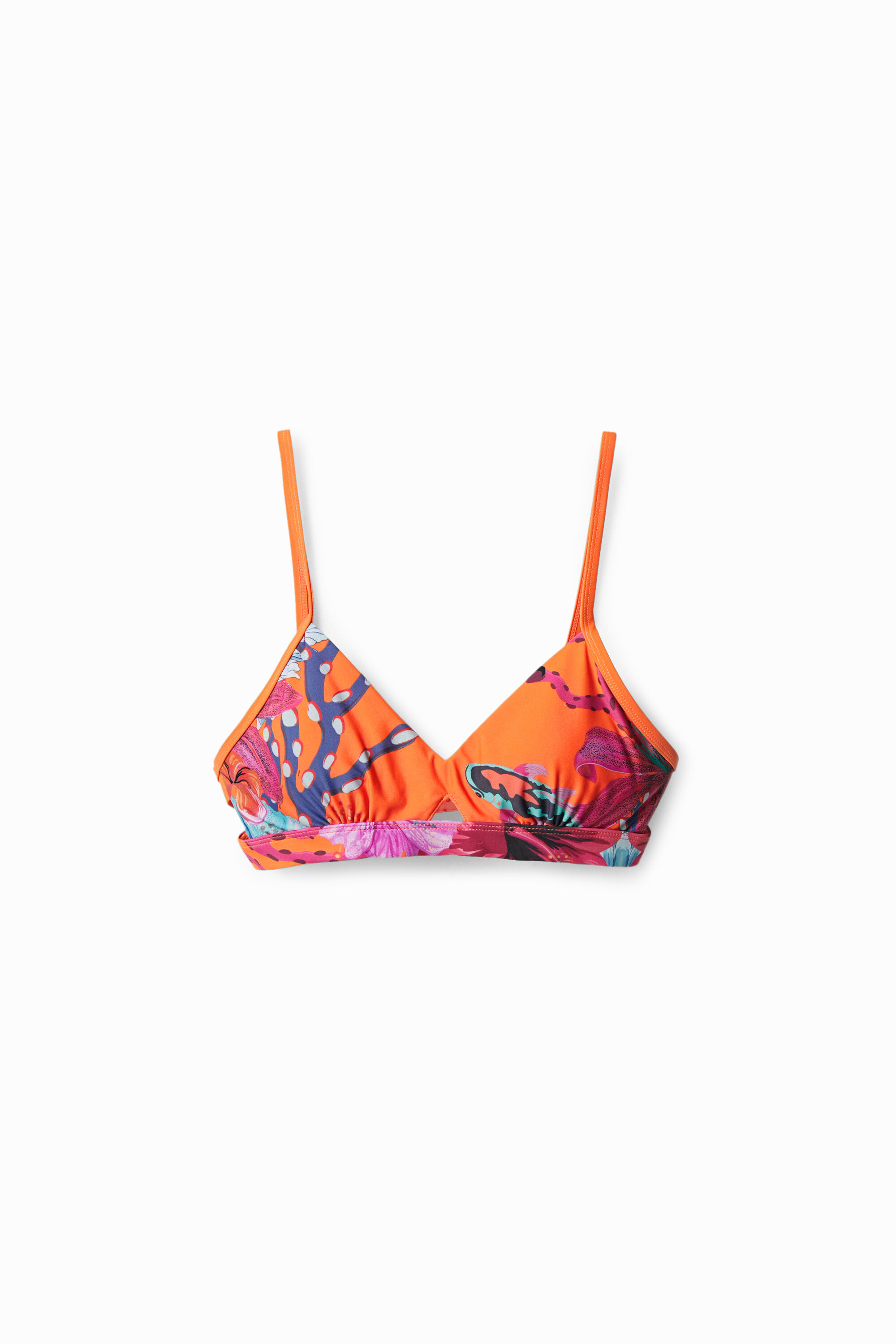 Top bikini tri&aacute;ngulo corales