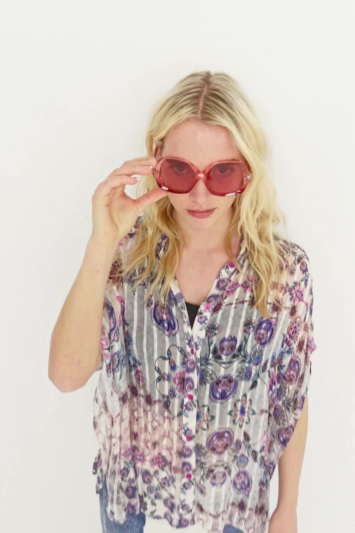 Camisa boho manga corta