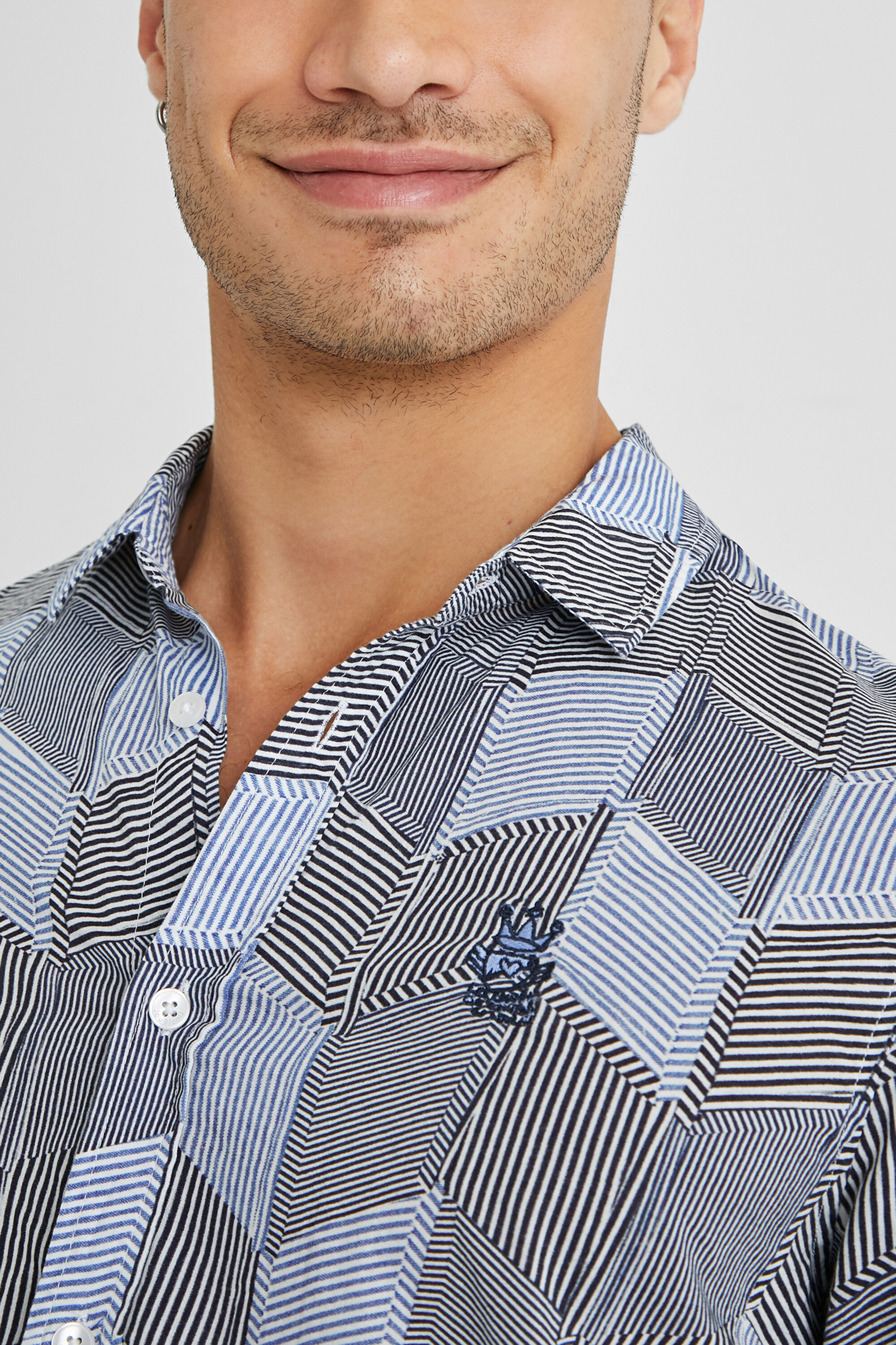 Camisa rombos rayas 100% algod&oacute;n