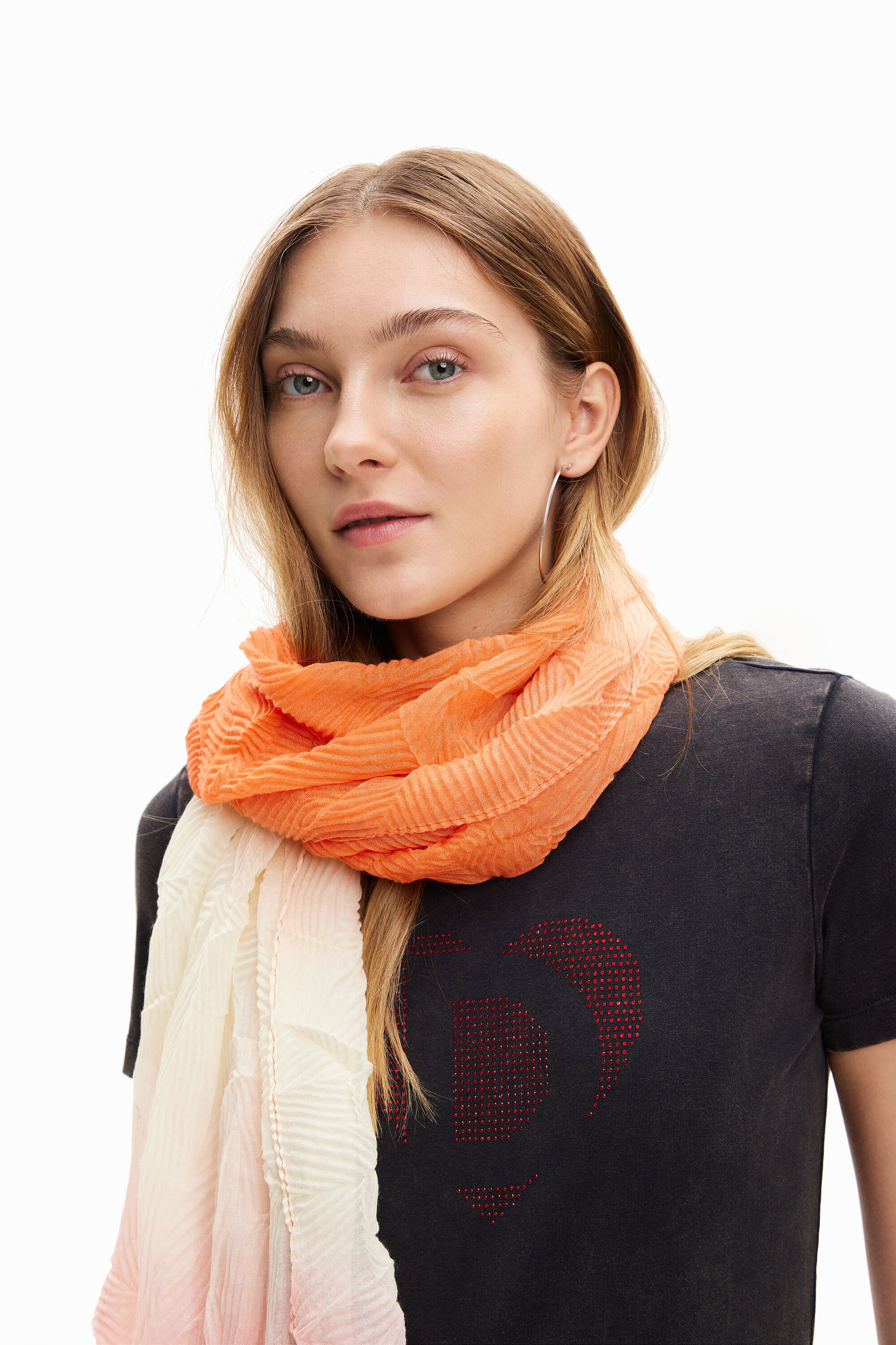 Foulard rectangular plisado degradado