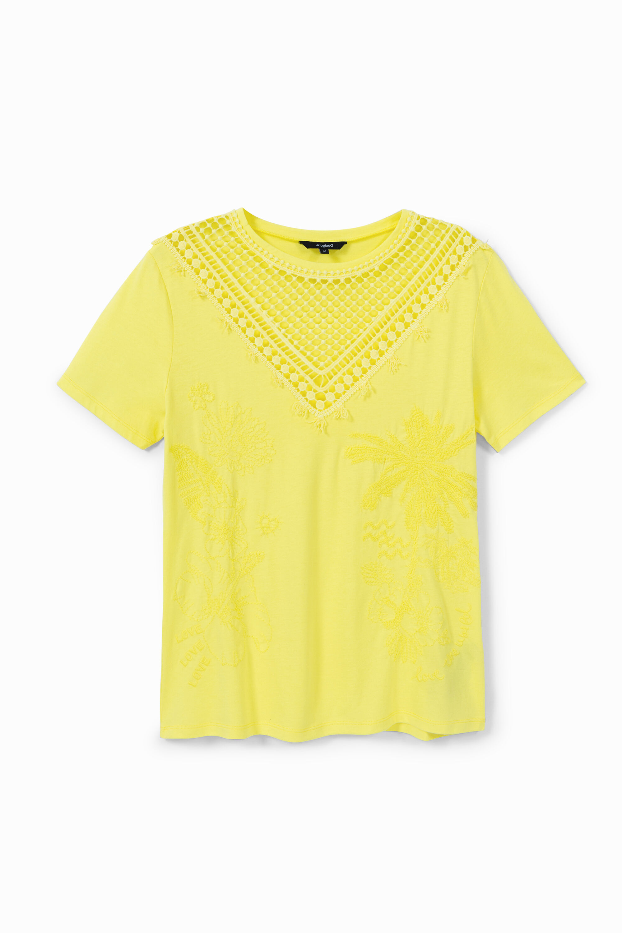 Camiseta bordado pico frontal