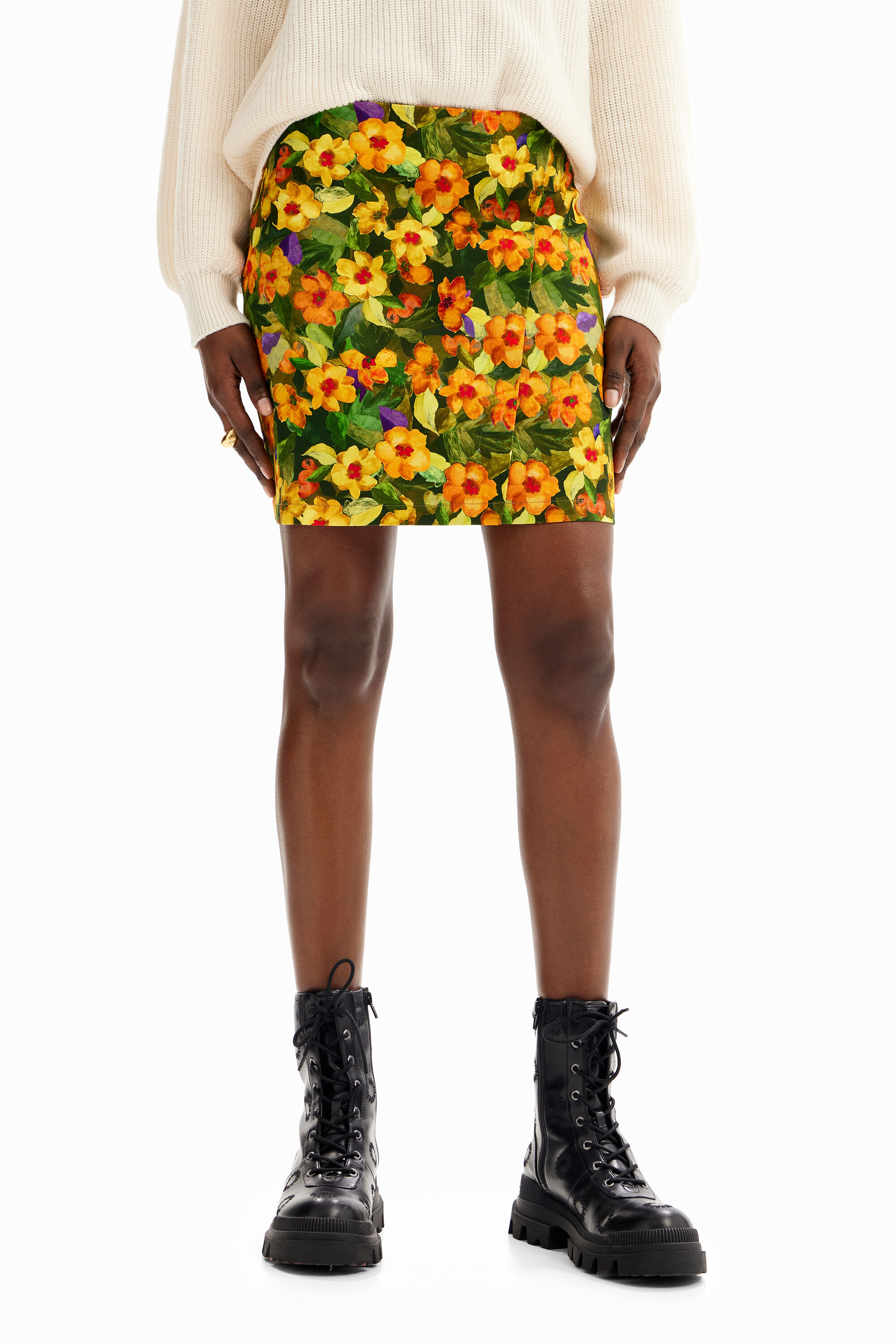 Minifalda slim flores