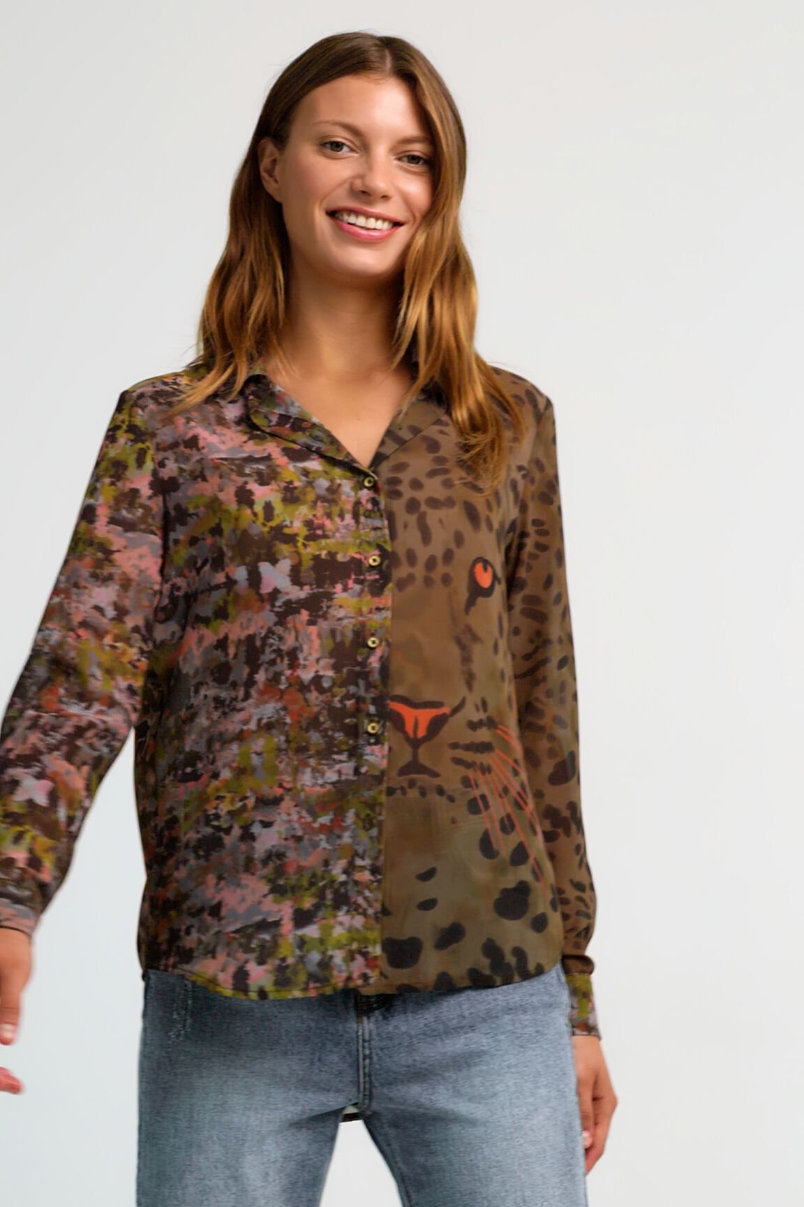 Camisa doble estampado salvaje