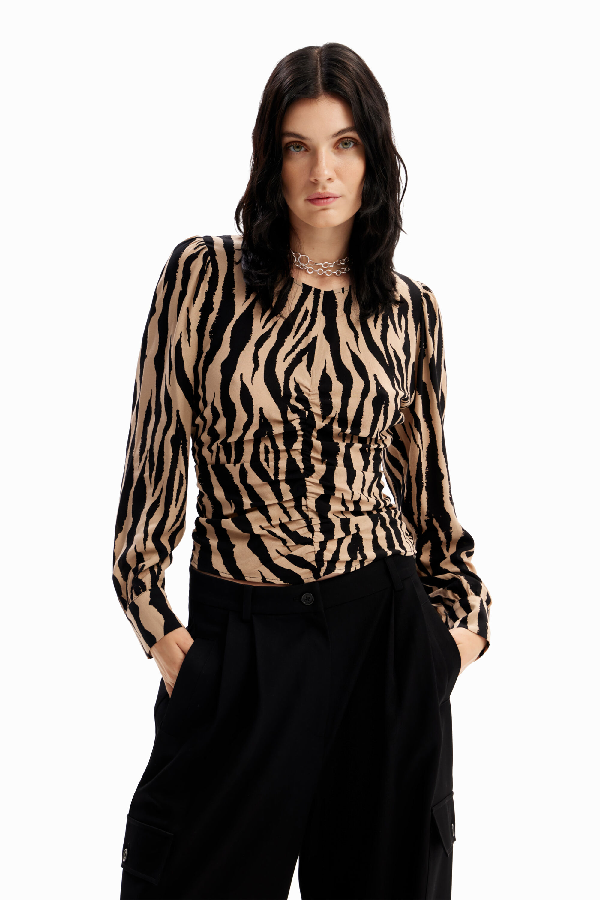 Blusa fruncida cebra