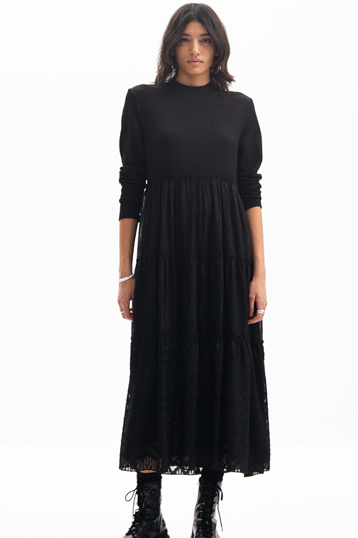 Vestido midi combinado