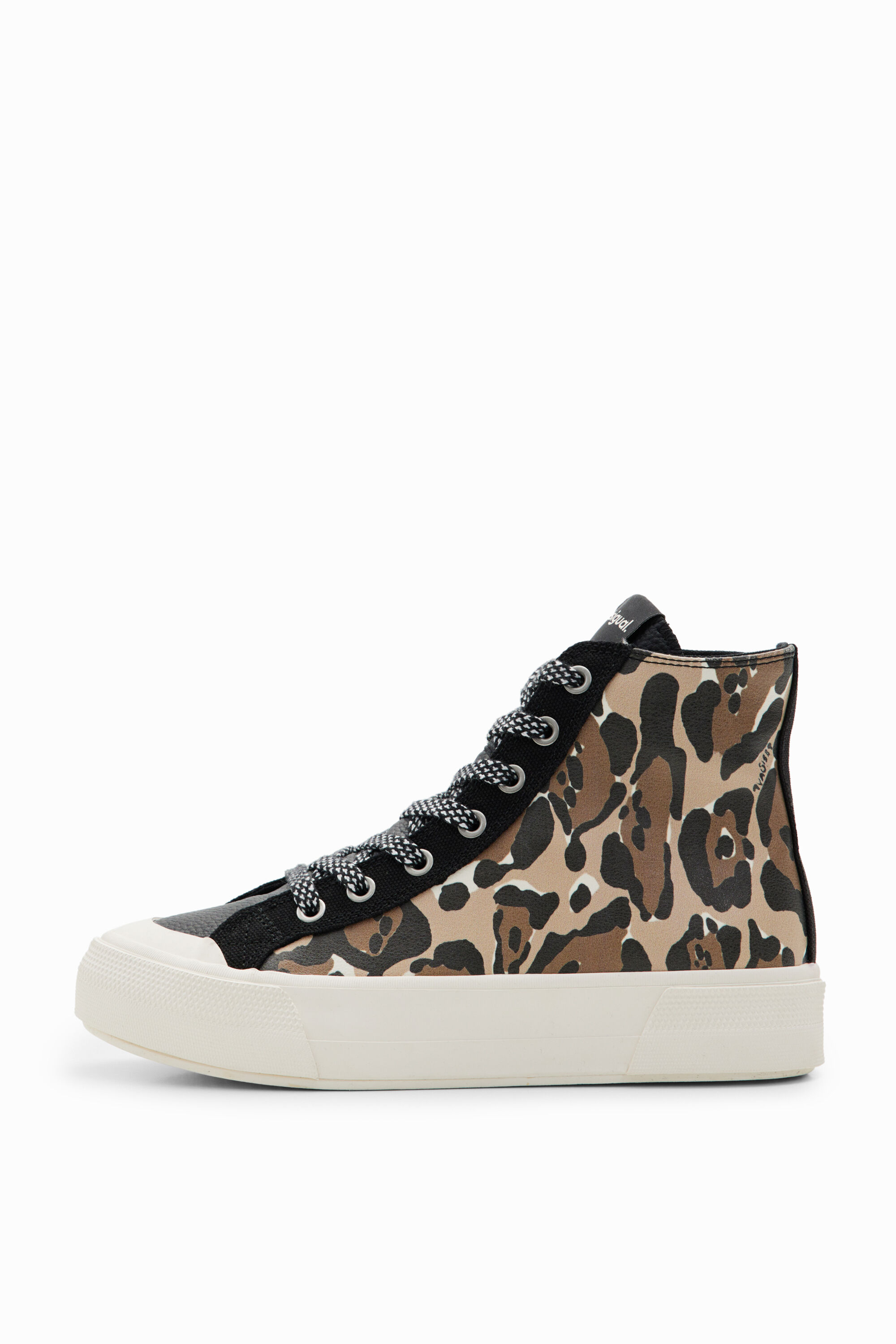 Sneakers ca&ntilde;a alta animal print