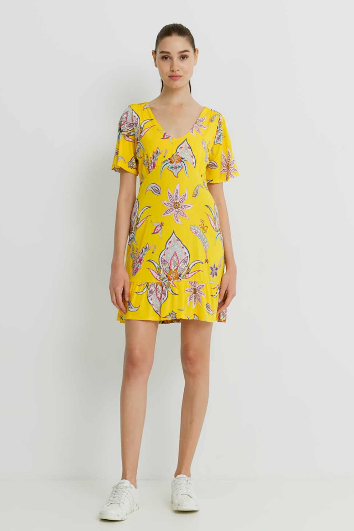 Vestido escote V estampado