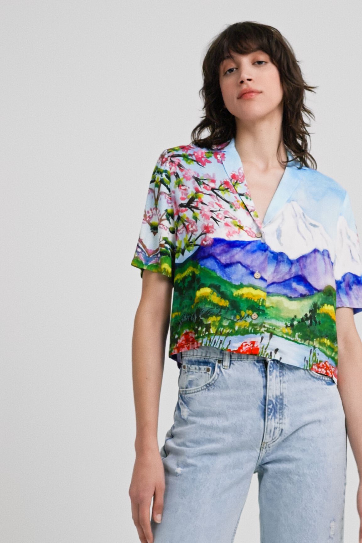 Camisa cropped Monte Fuji