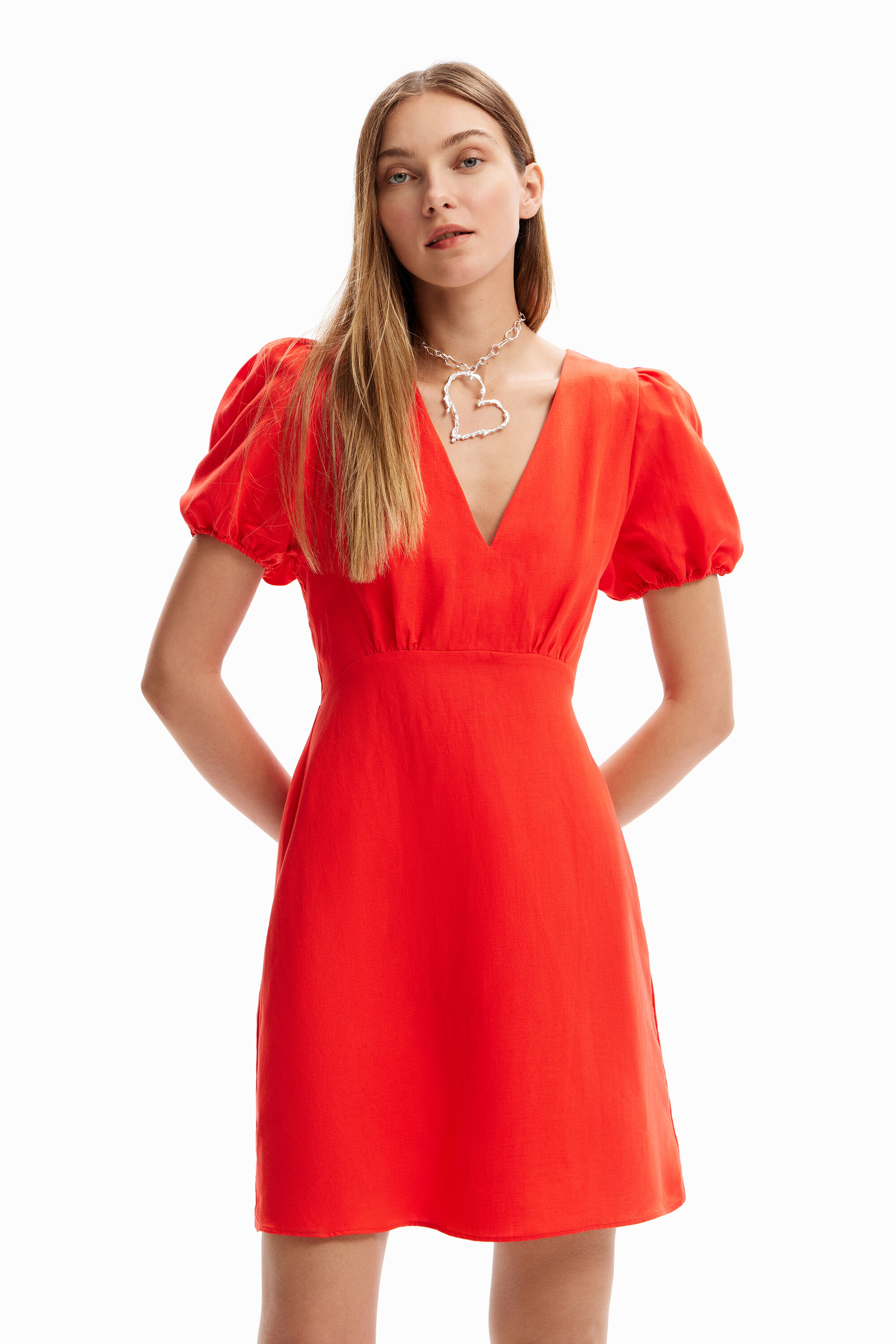 Vestido corto manga abullonada