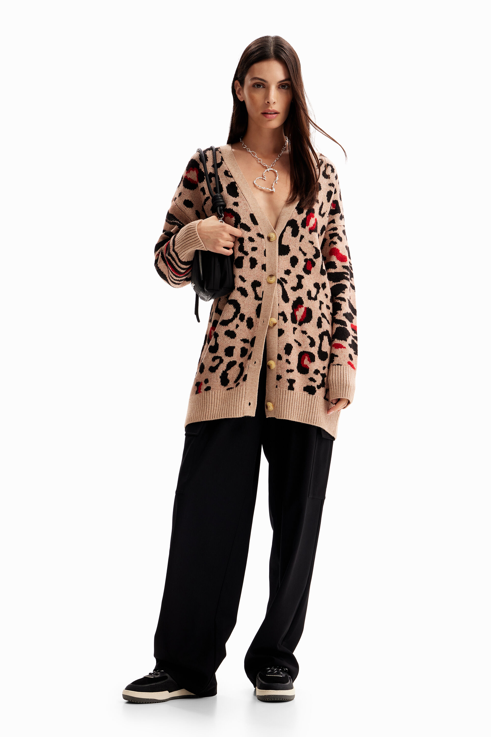 C&aacute;rdigan oversize leopardo