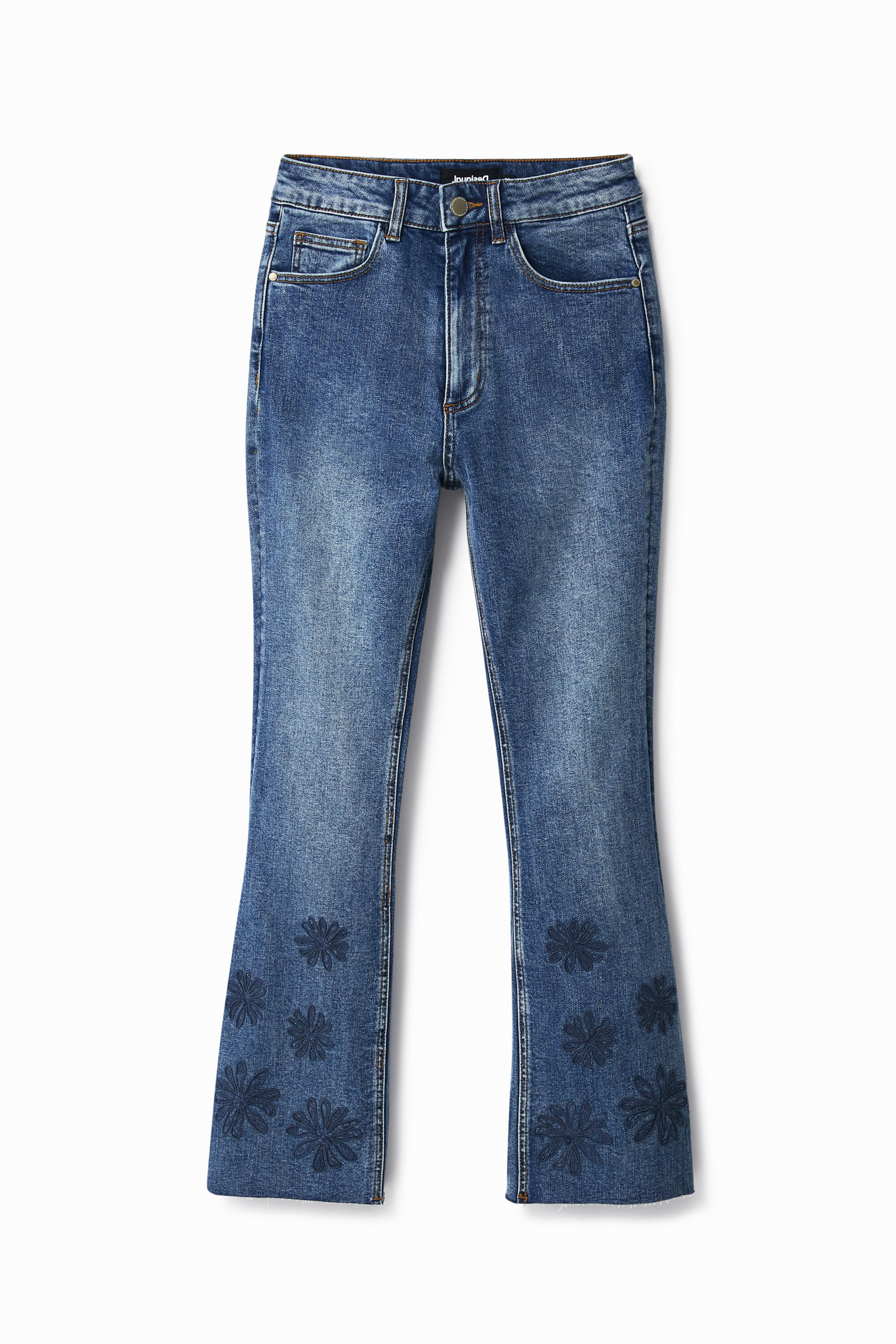 Vaquero flare cropped bordados