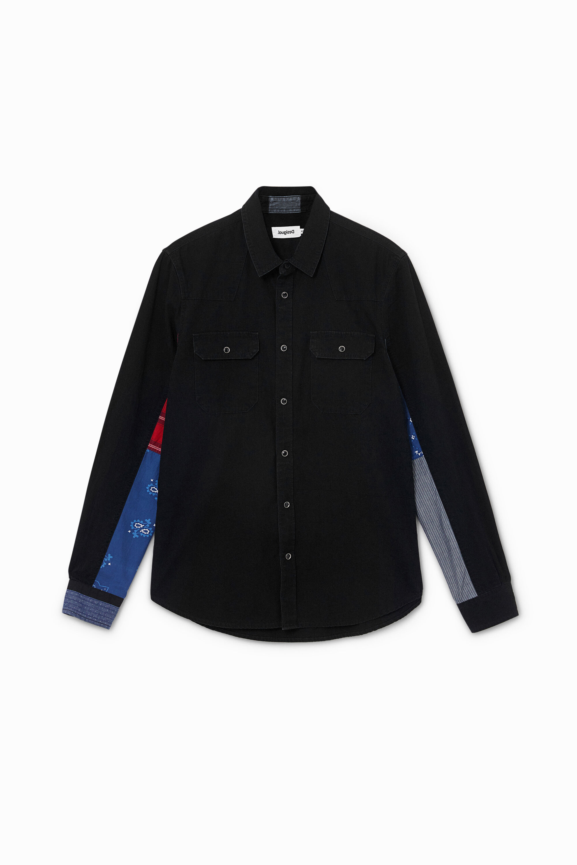 Camisa denim patch estampado
