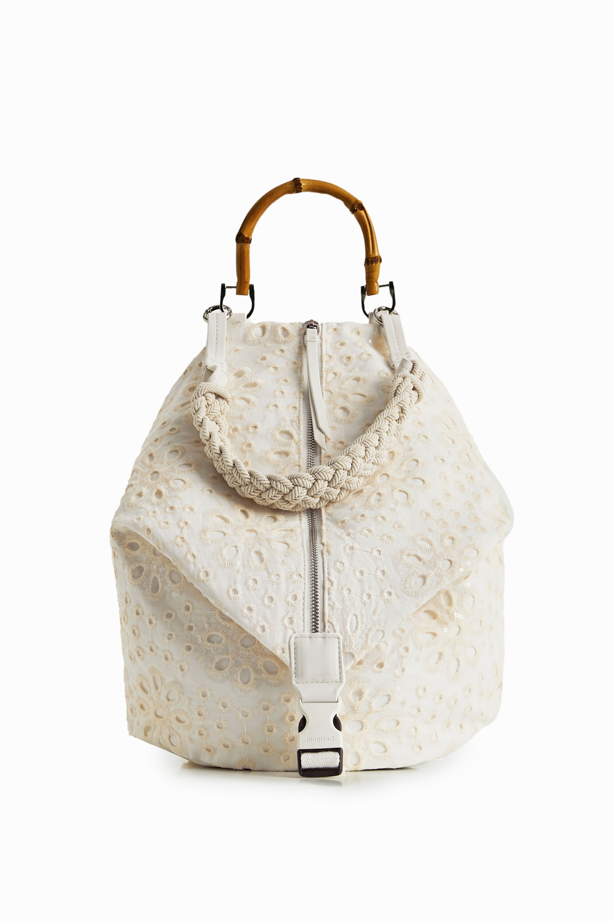Mochila mediana multiposici&oacute;n bordado ingl&eacute;s