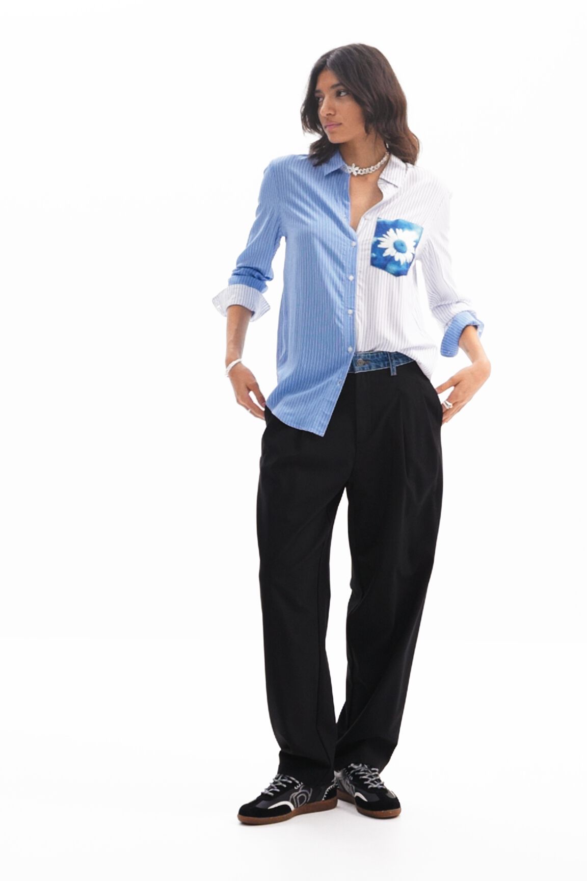 Camisa patch rayas flor