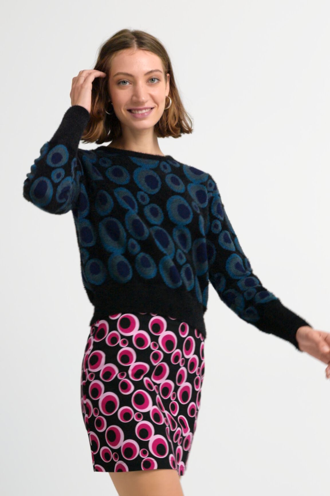 Jersey punto jacquard apeluchado
