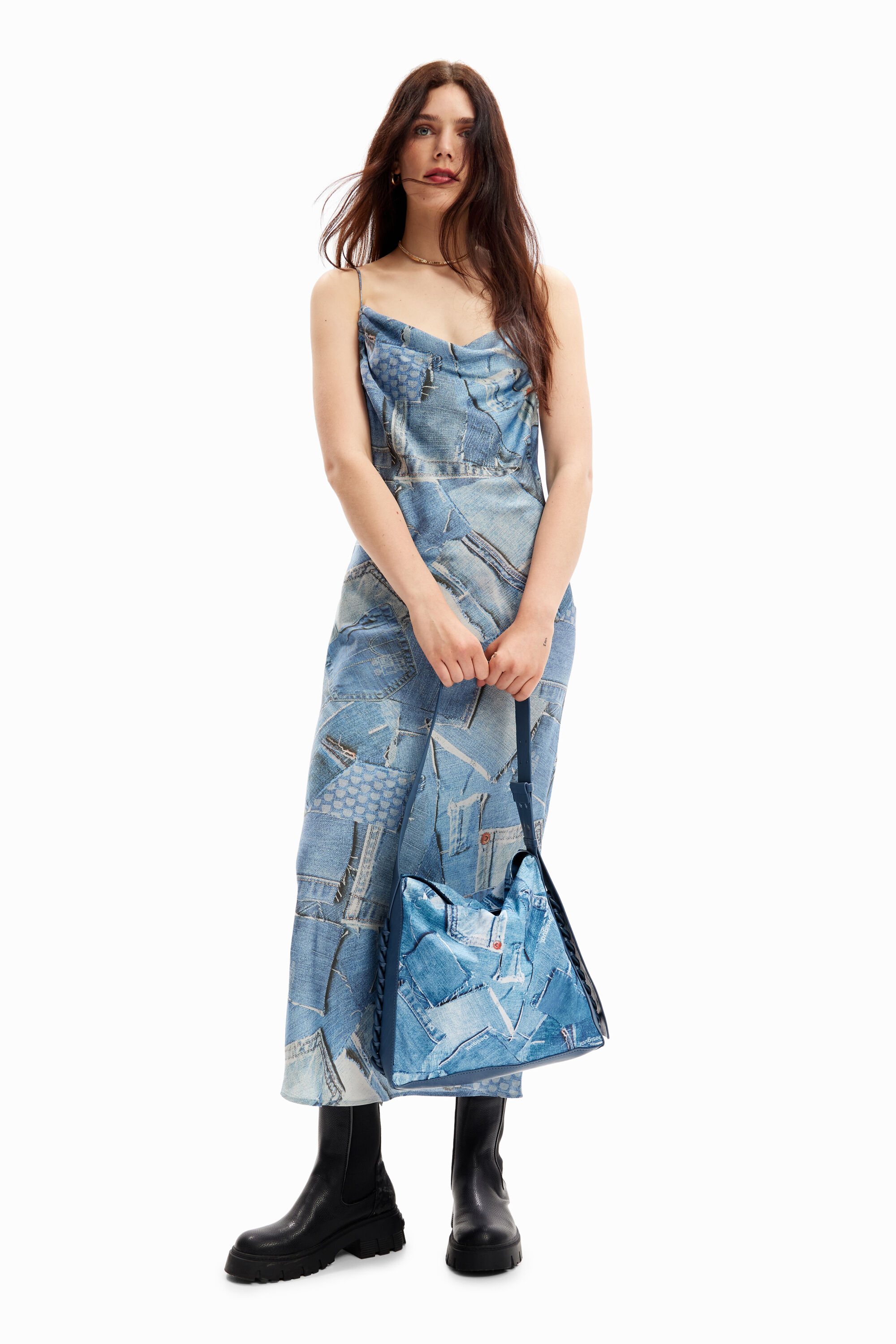 Bolso grande patch denim