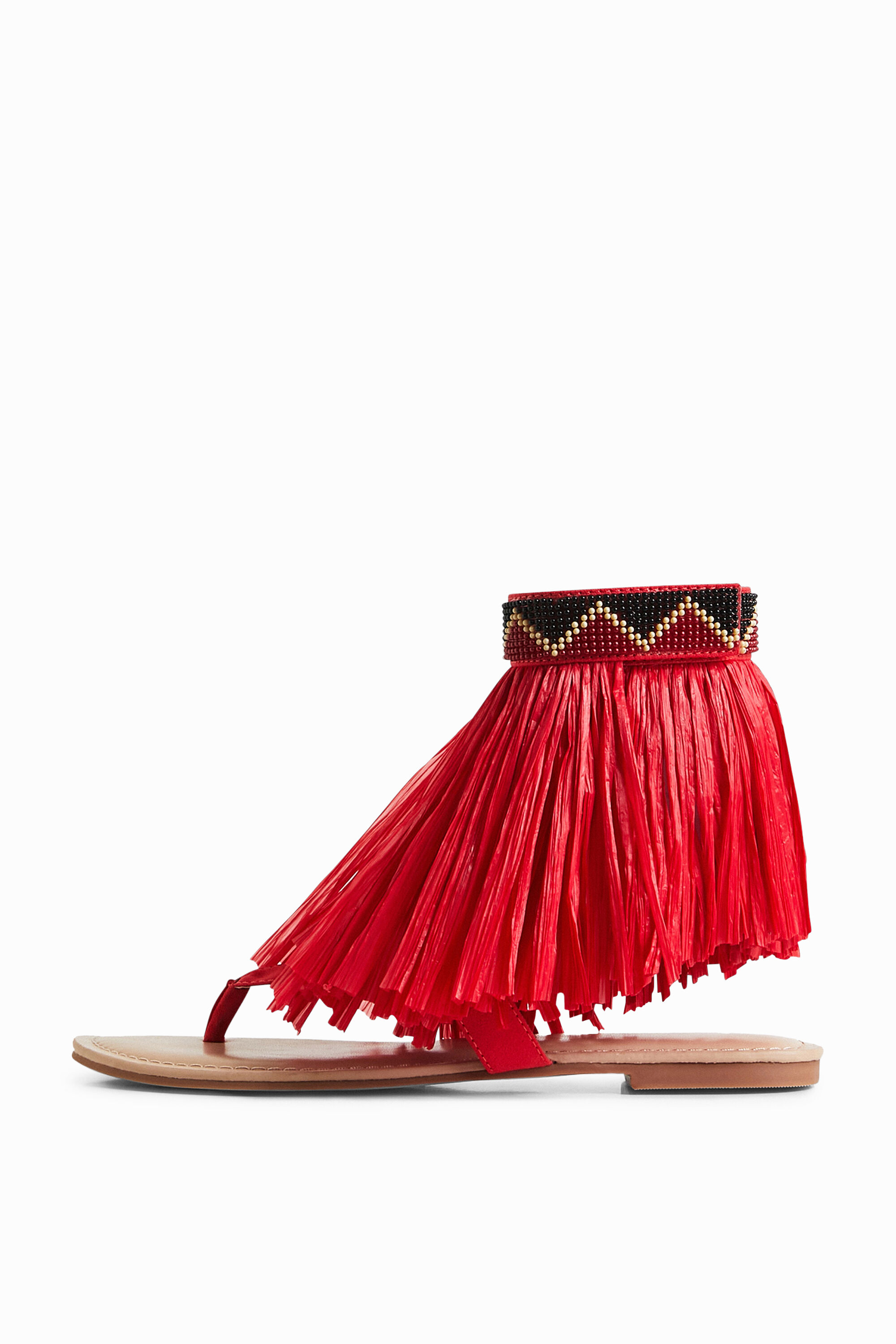 Sandalia plana flecos Stella Jean