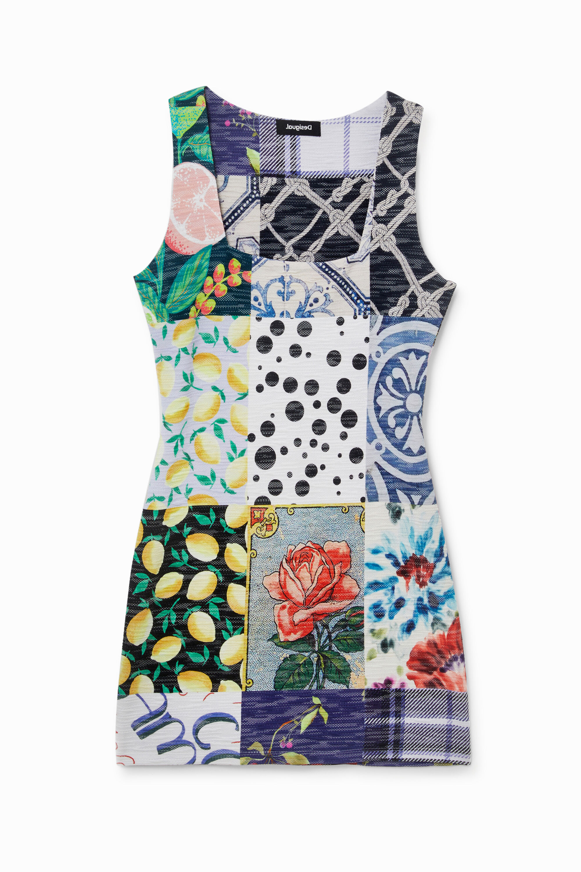 Vestido slim patch escote cuadrado