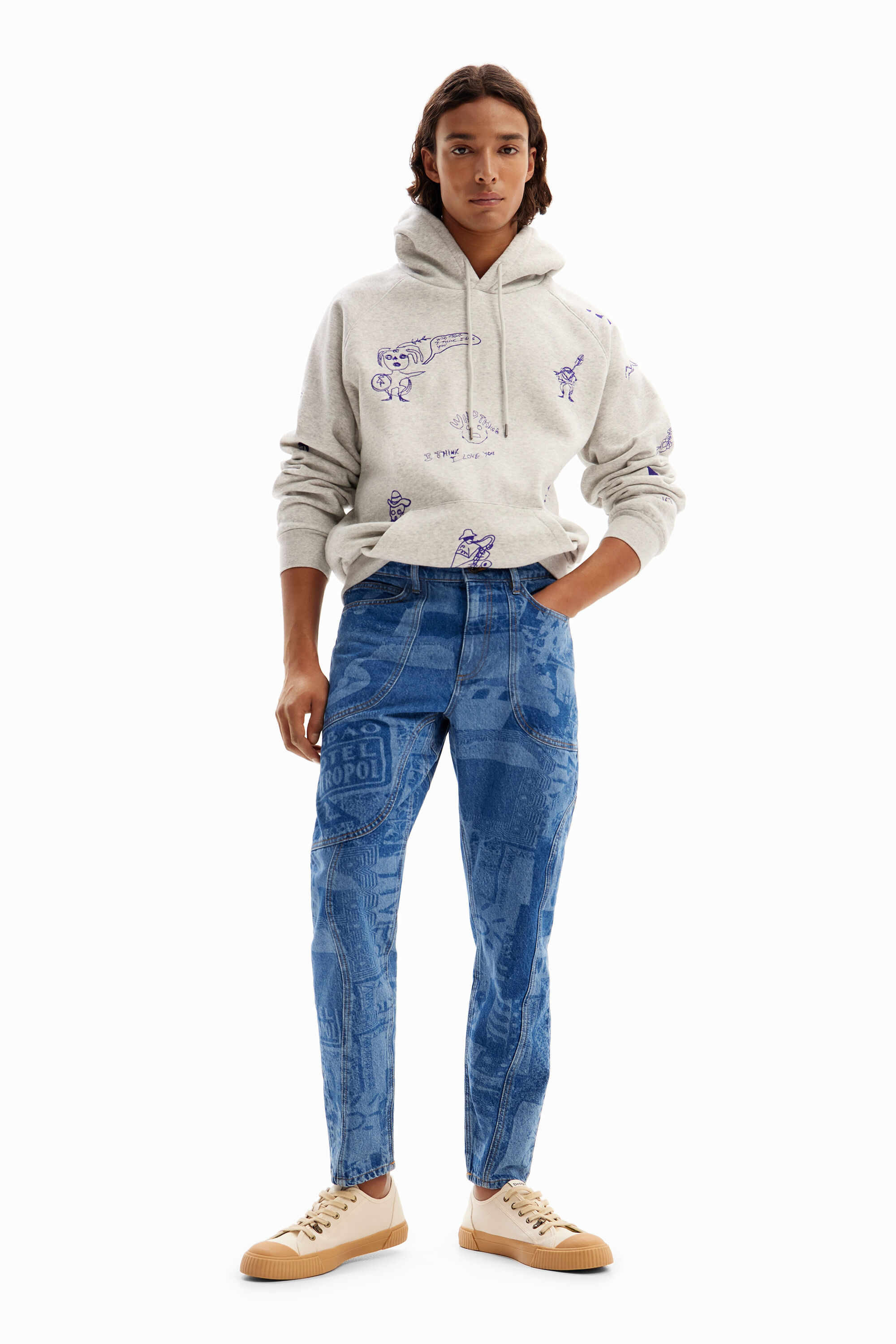 Vaqueros Carrot estampado l&aacute;ser