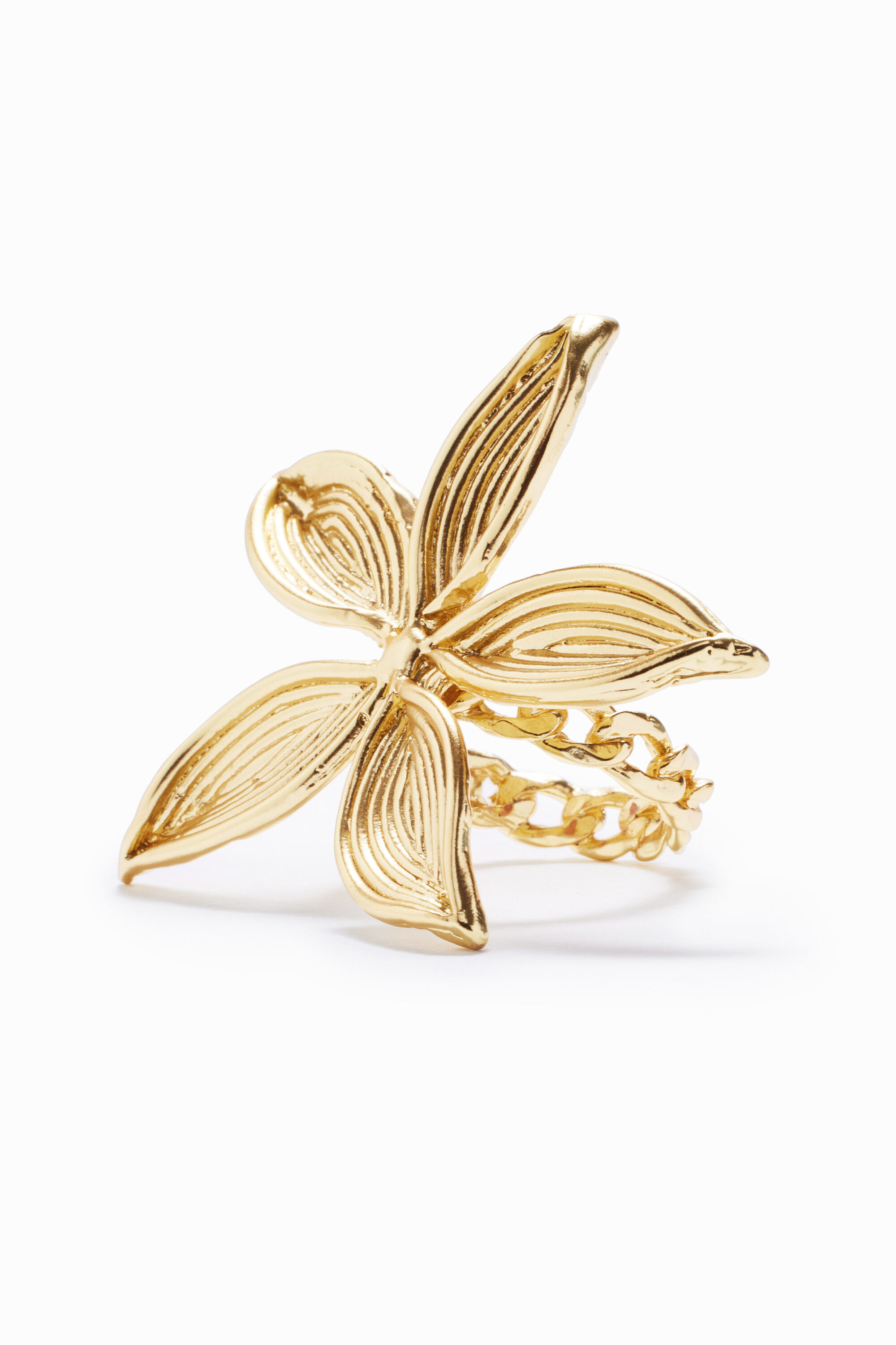 Anillo flor ba&ntilde;o oro Zalio