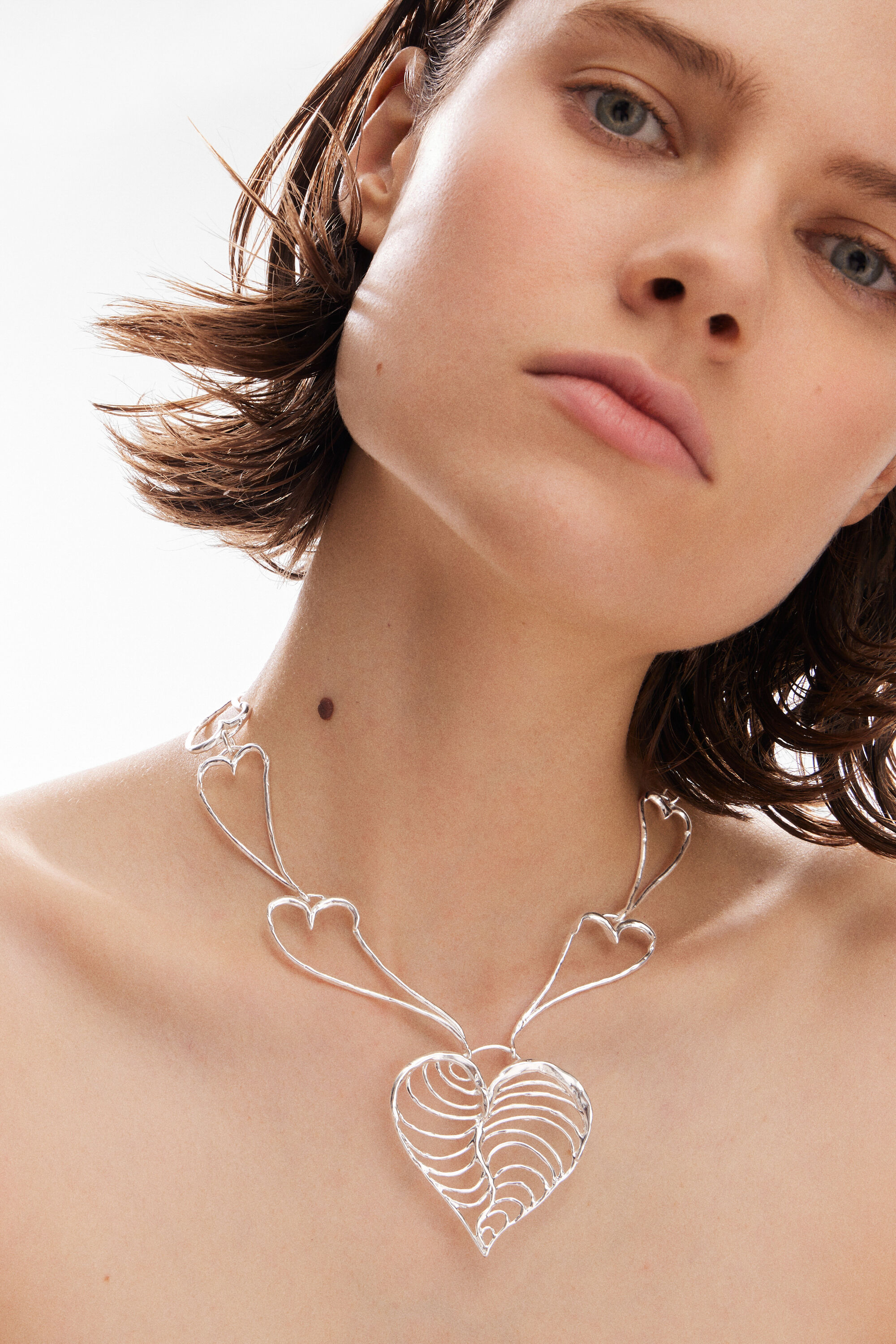Collar corazones ba&ntilde;o plata Zalio