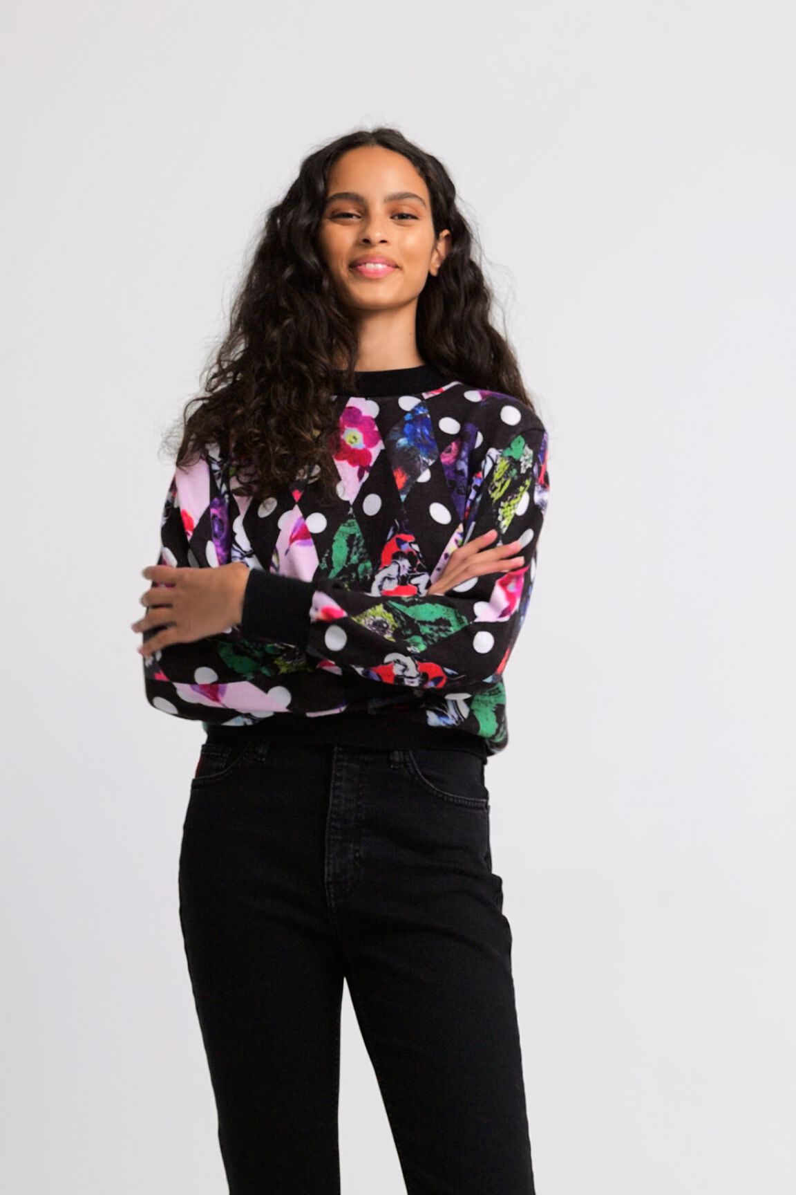 Jersey punto floral rombos