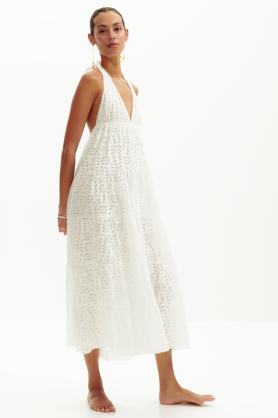 Vestido largo halter escotado