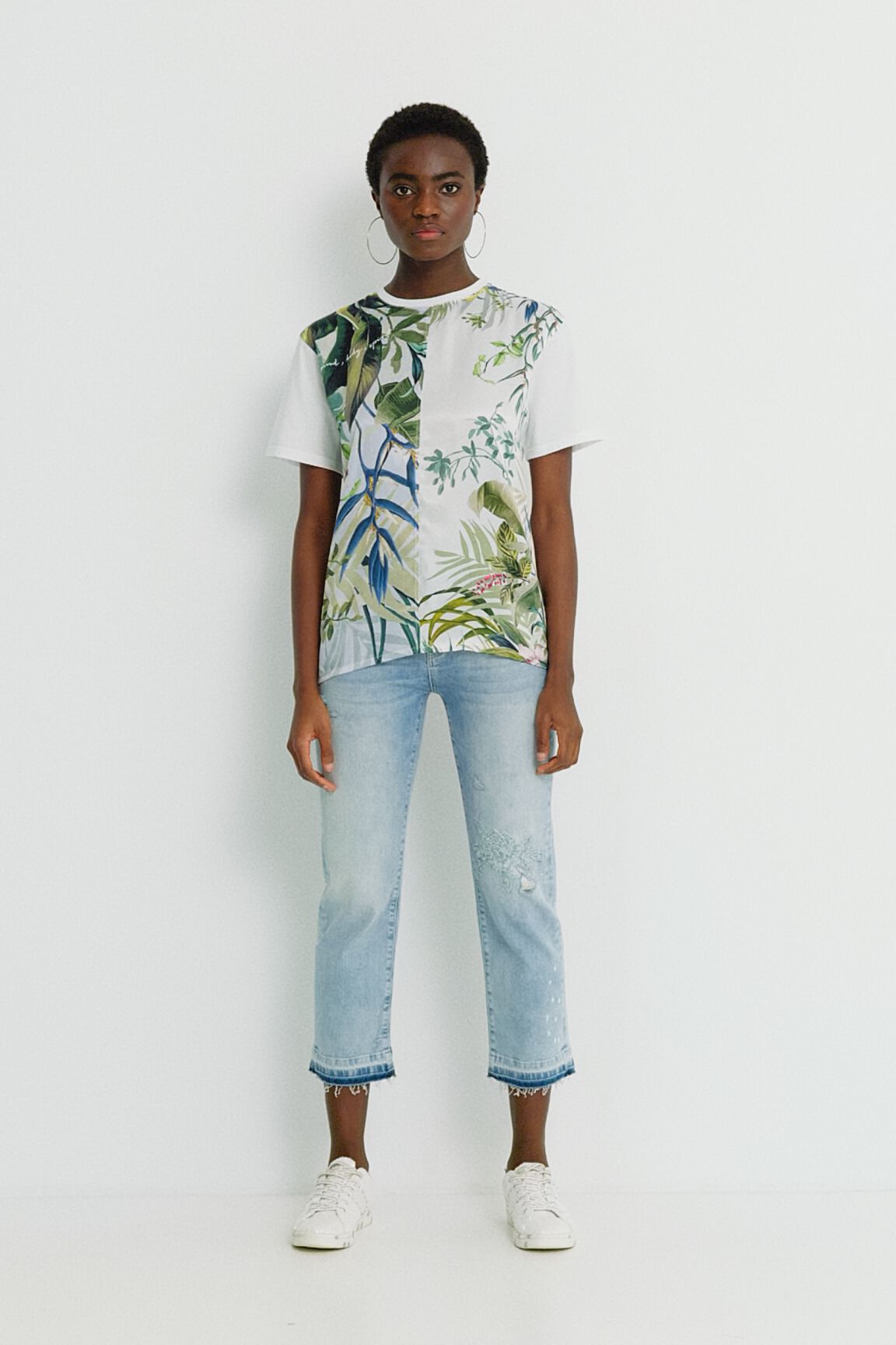 Camiseta bimateria tropical