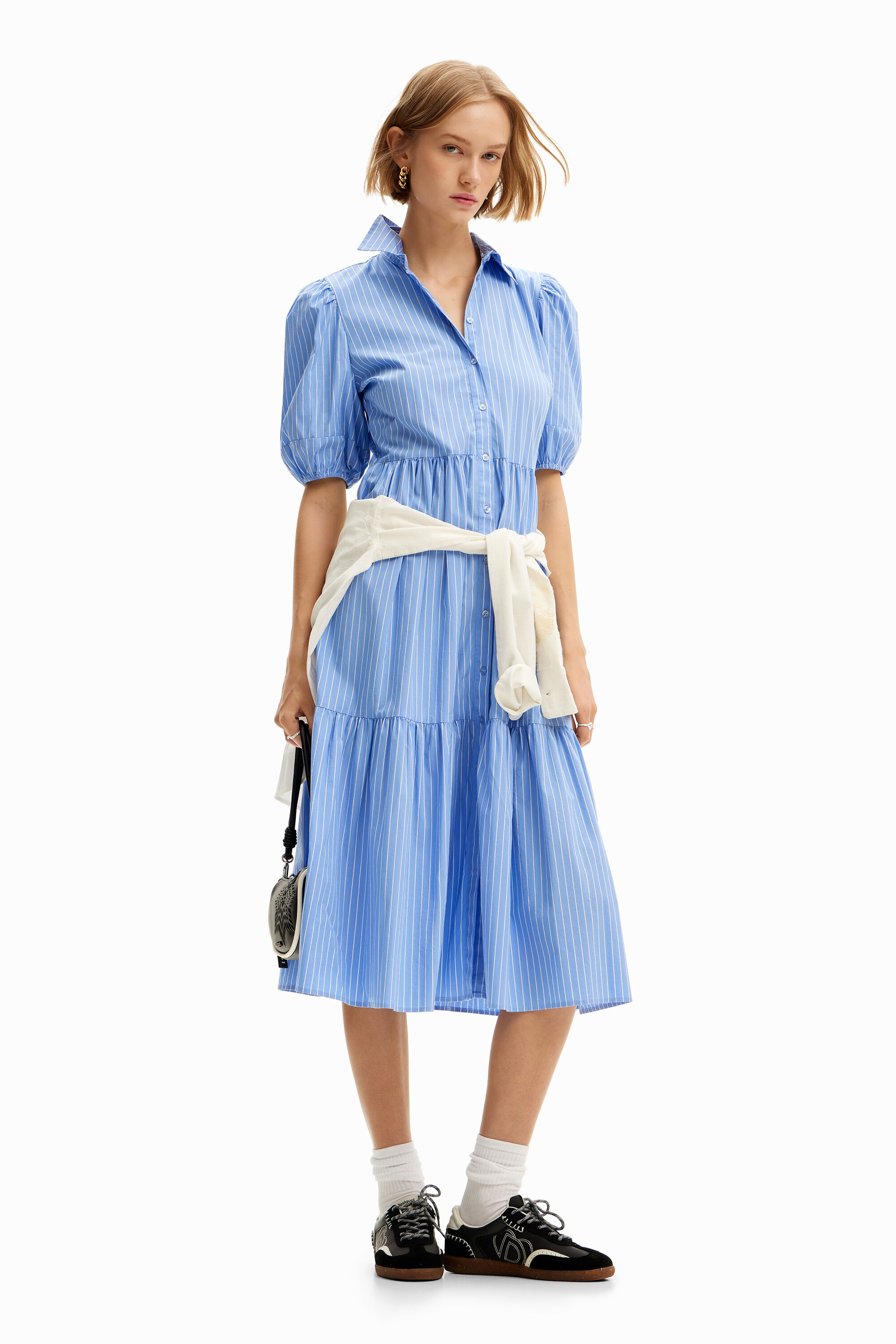 Vestido midi camisero rayas