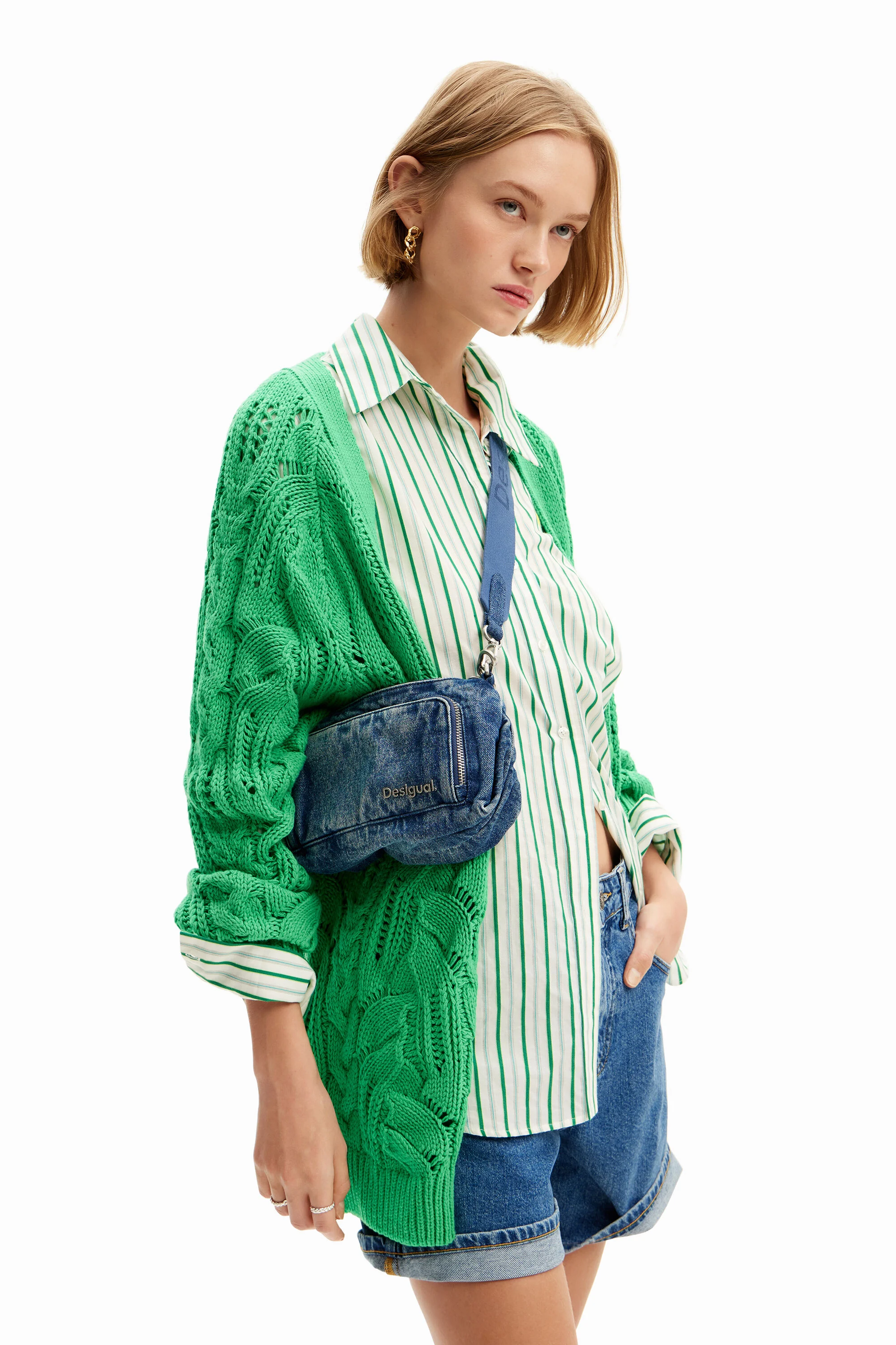 Bandolera S denim tachuelas