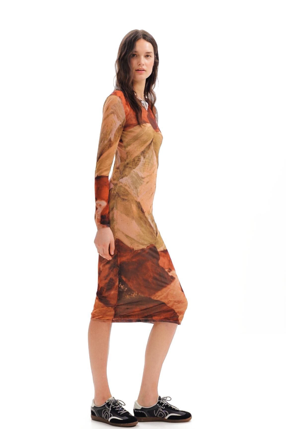 Vestido midi punto paisaje