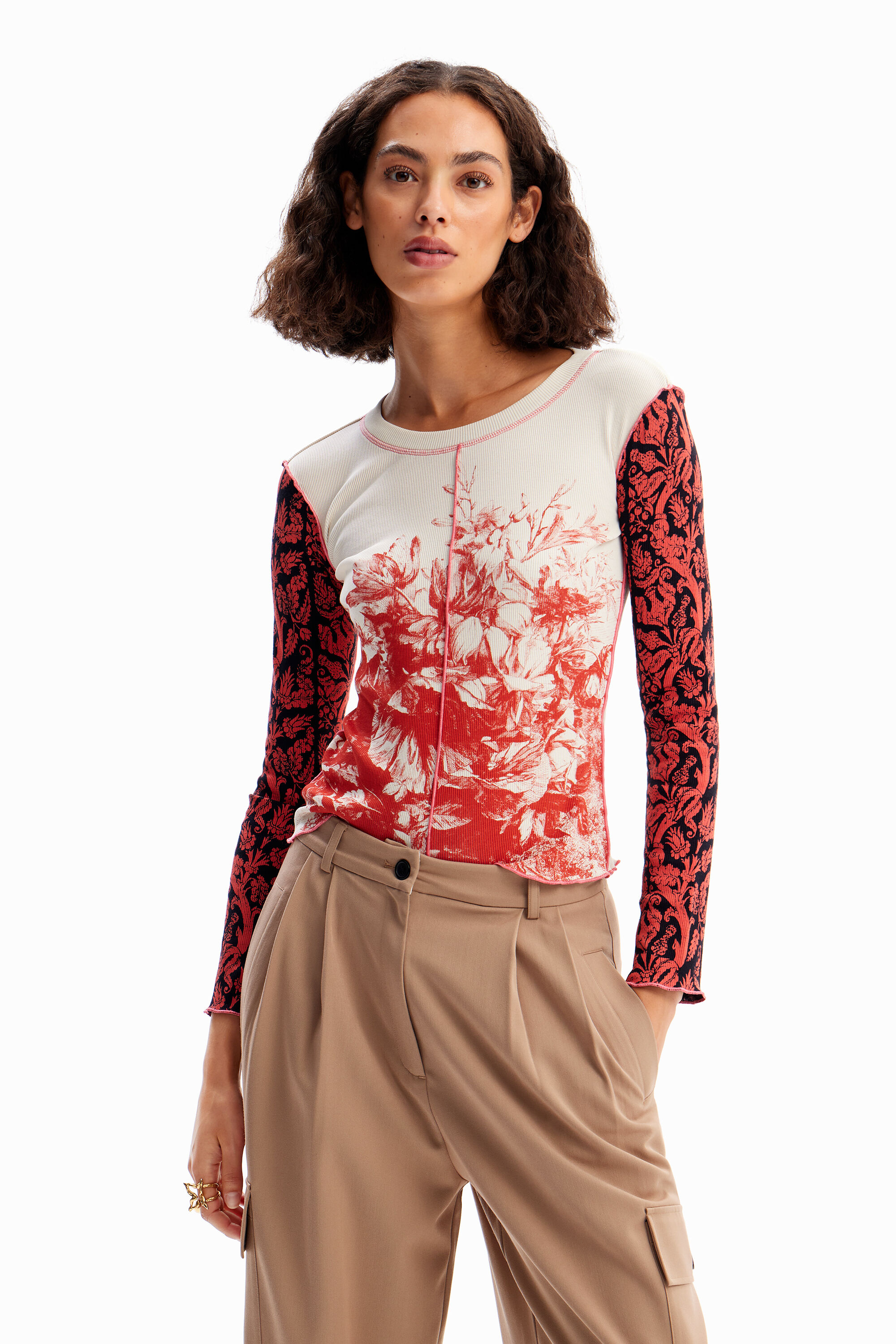 Camiseta slim manga larga canal&eacute;