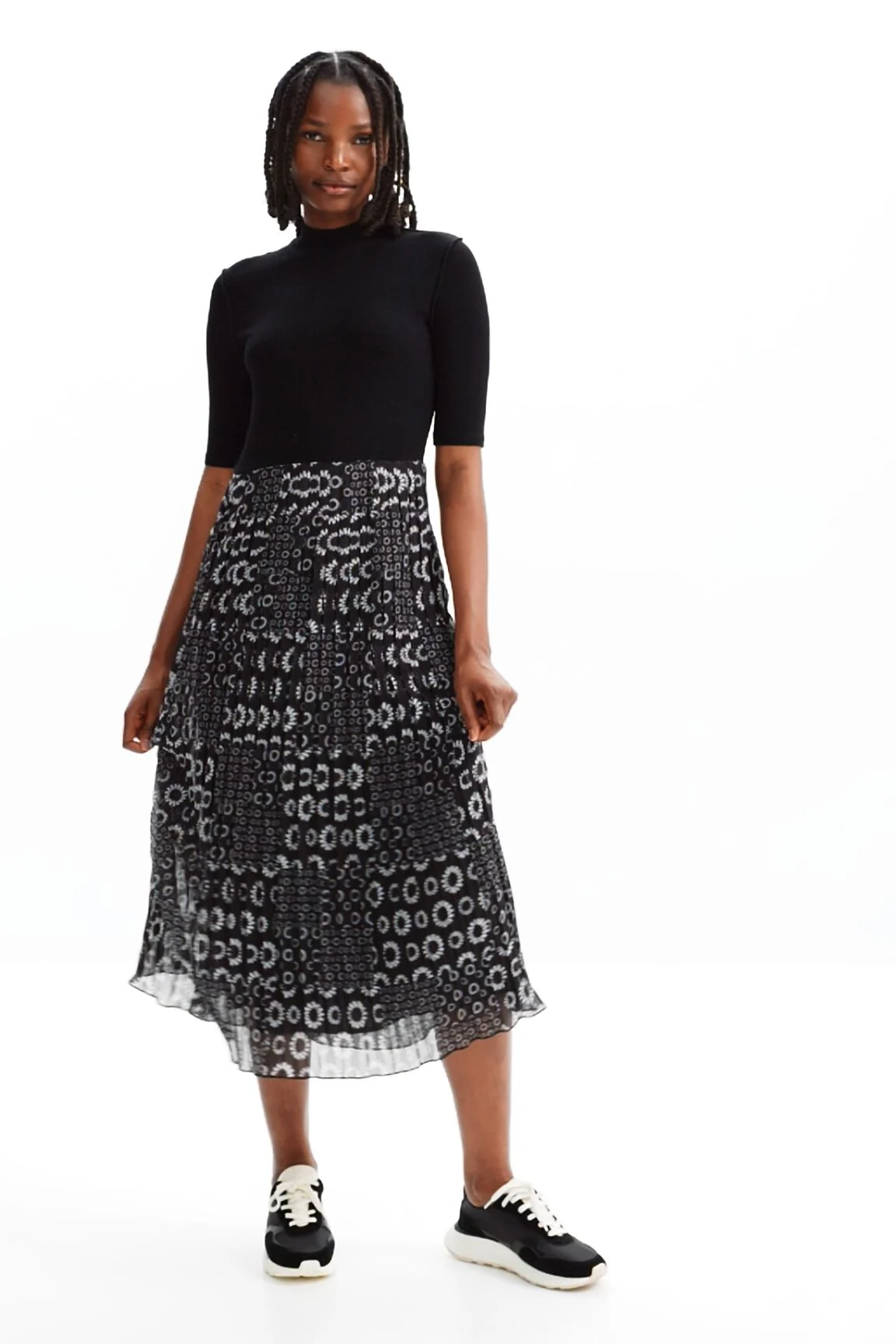 Vestido midi combinado