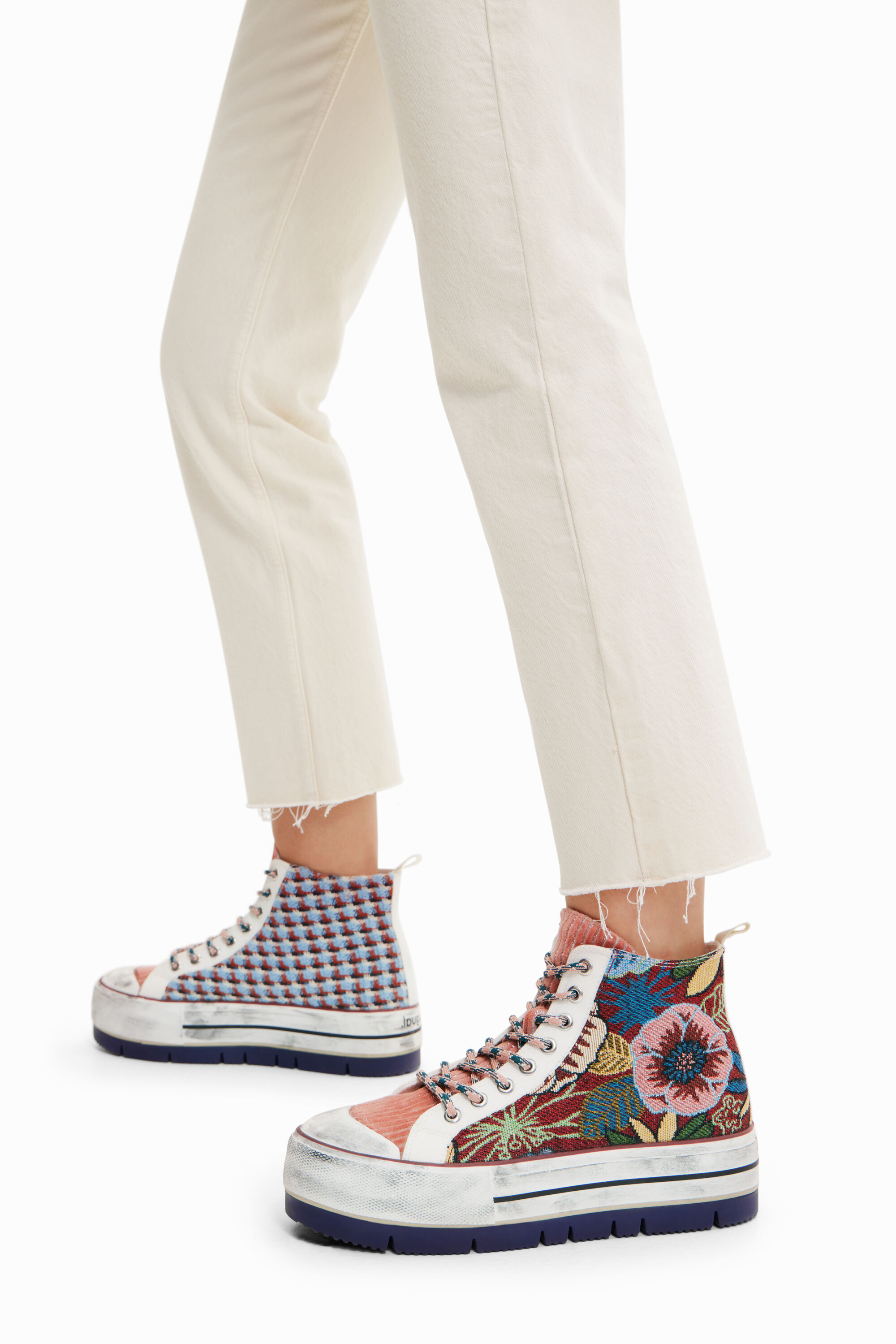 Sneakers altas plataforma floral